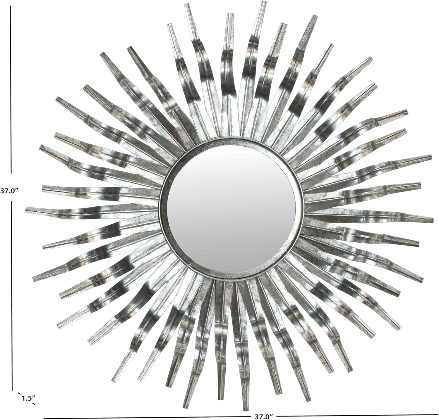 SAFAVIEH Round Metallic Sunburst Wall Mirror, Silver