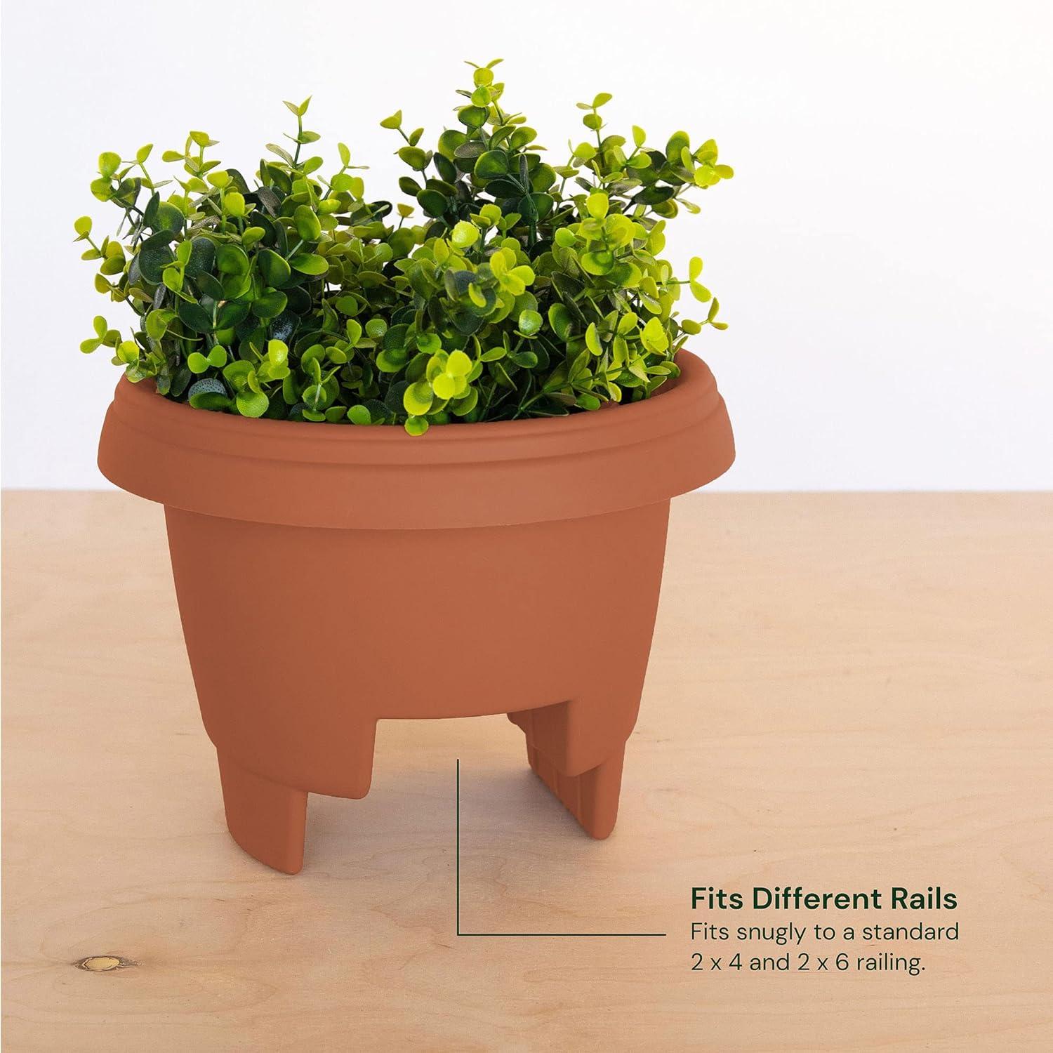 Terra Cotta Resin 12" Round Deck Rail Planter