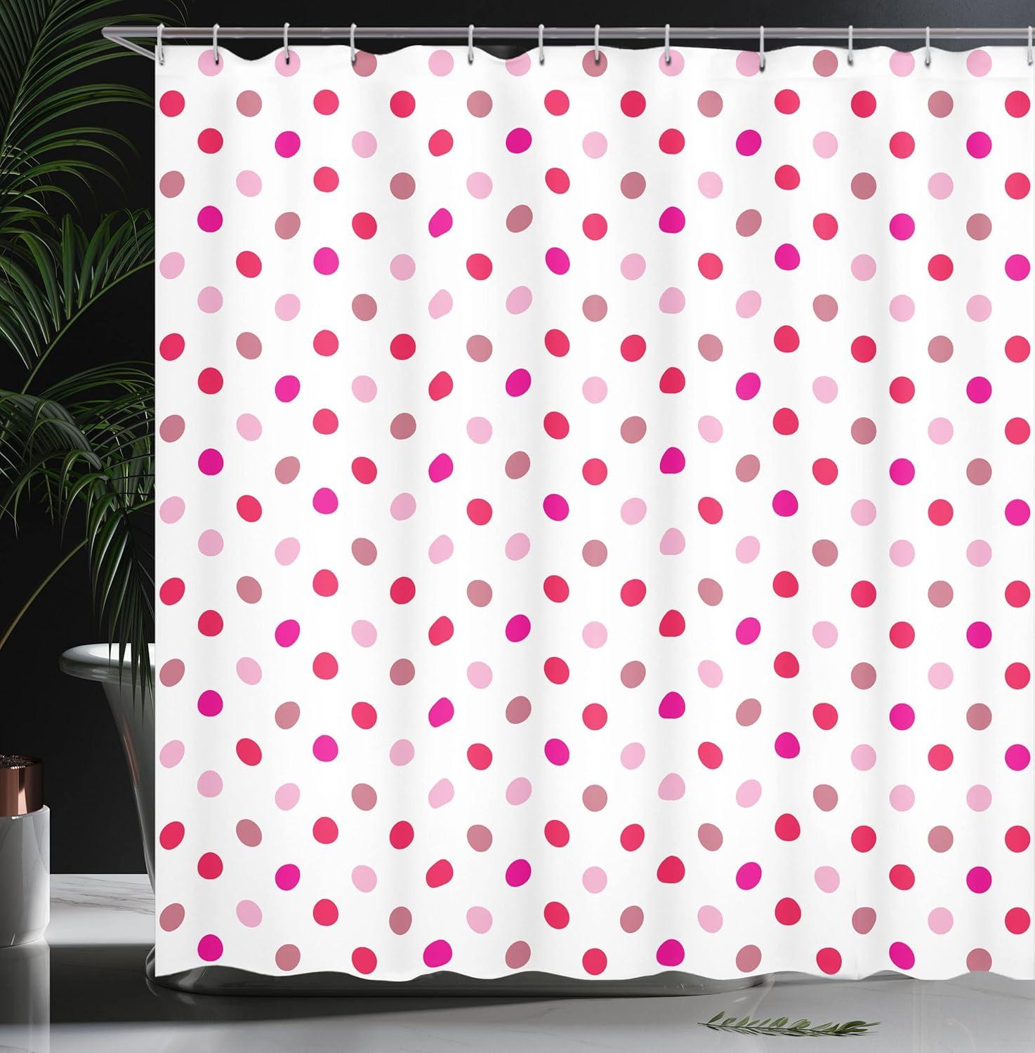 Polka Dots Shower Curtain with Hooks Included