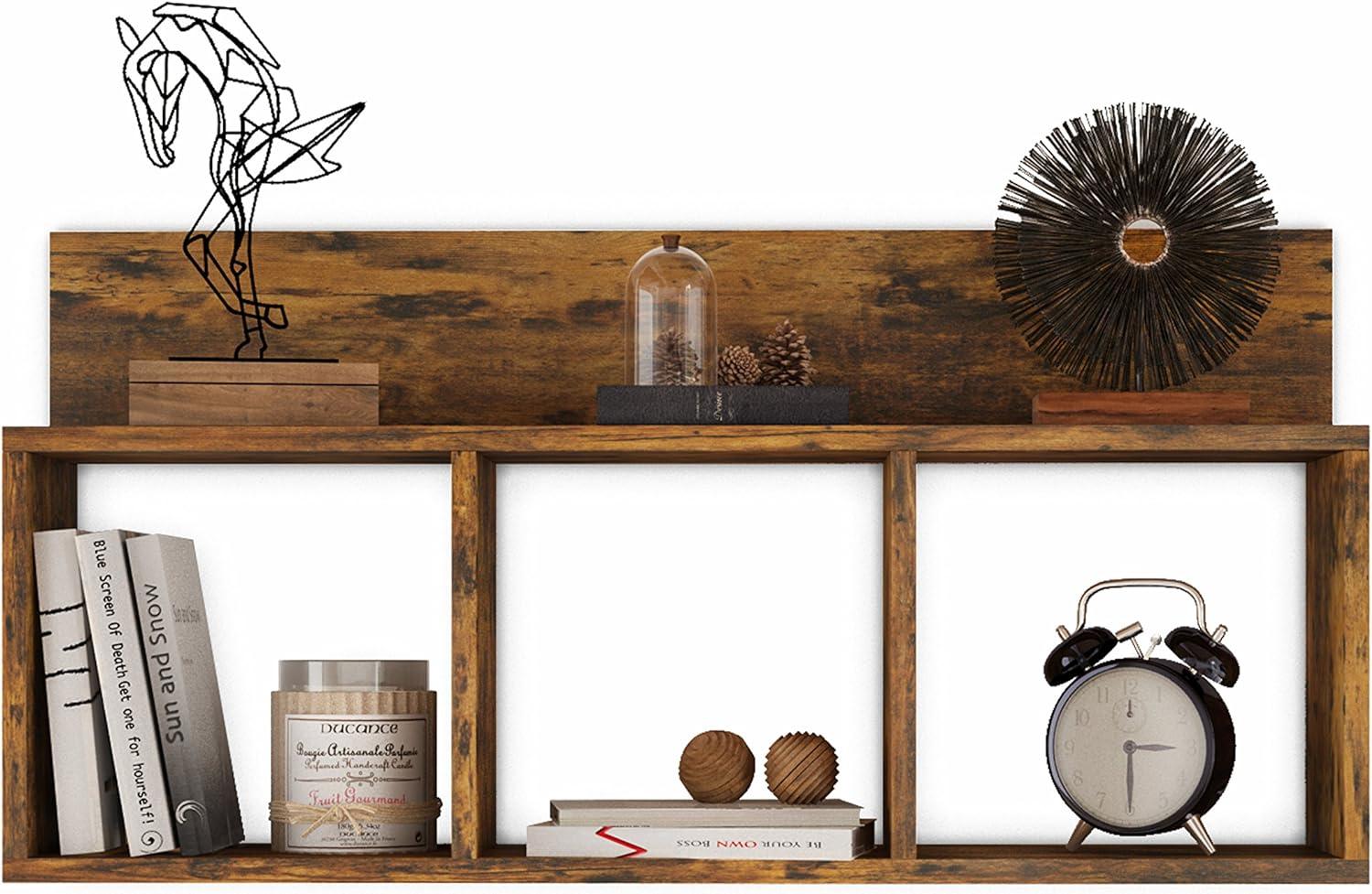 31.5" x 15.7" Rustic Floating Triple Cubby Shelf - Danya B.