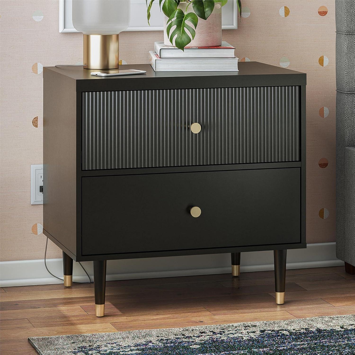 CosmoLiving by Cosmopolitan Elizabeth Nightstand, Black