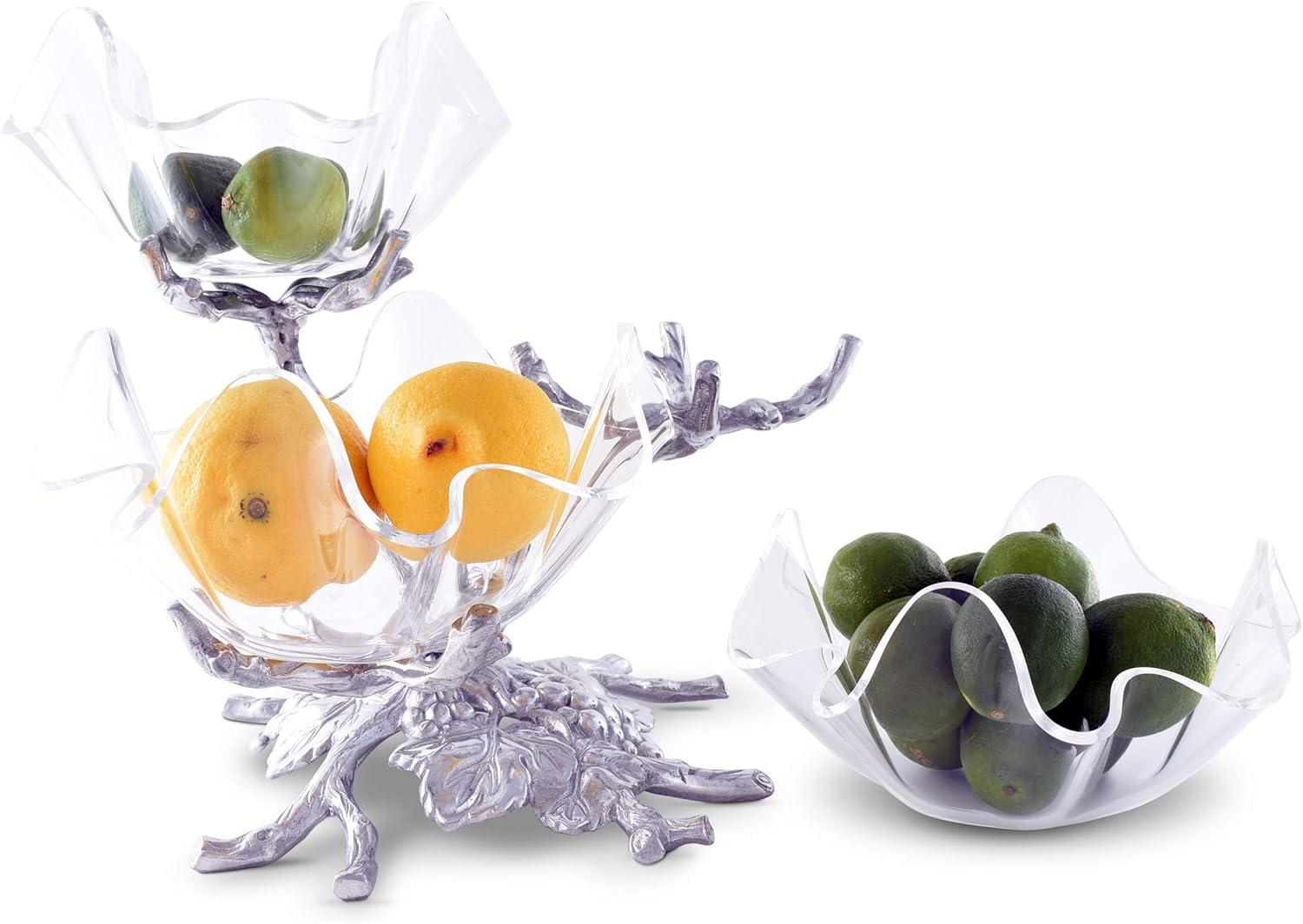 Clear Acrylic and Aluminum 3-Tier Grape Bowl Stand