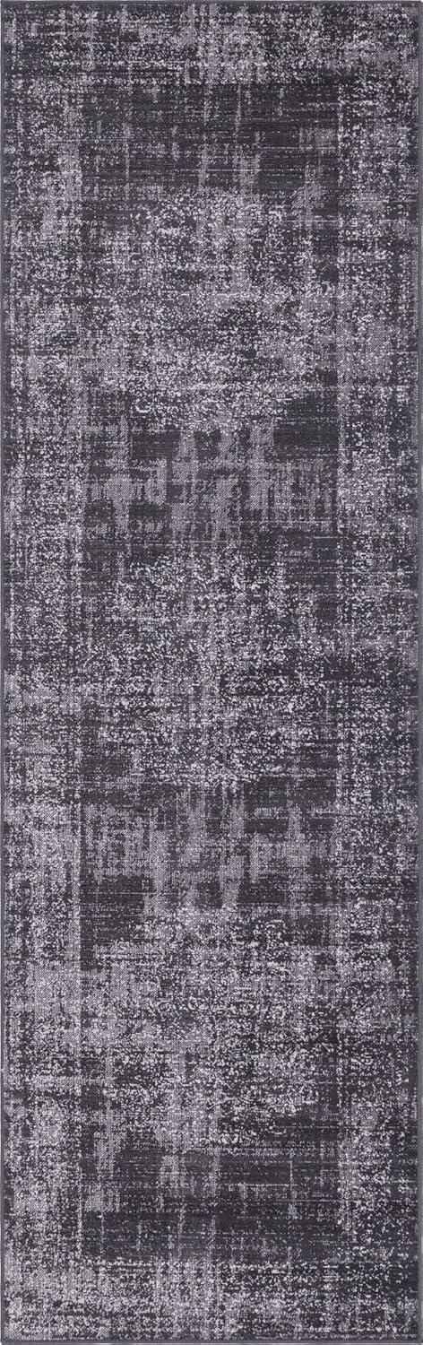 Aarhus Collection Dark Gray Synthetic 3' x 10' Runner Rug