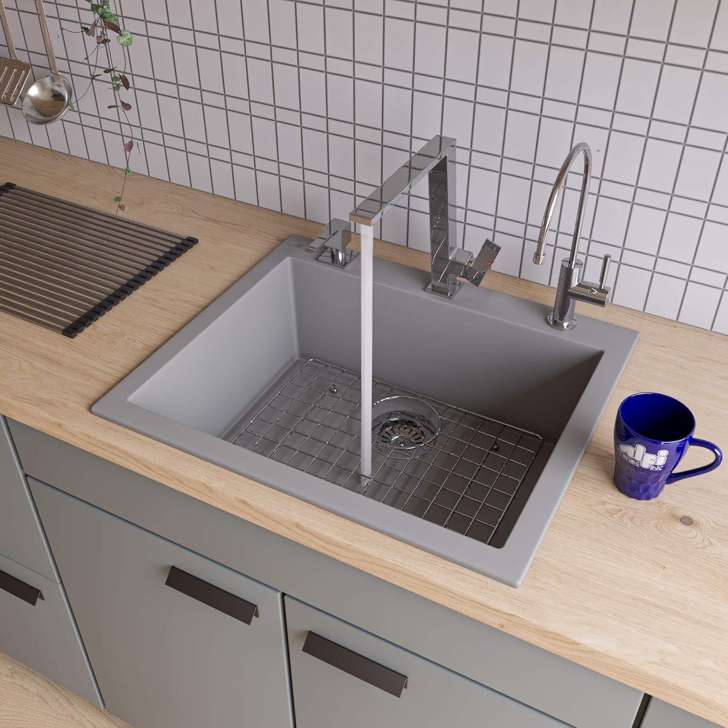 Brushed Stainless Steel Sink Grid with Plastic Feet