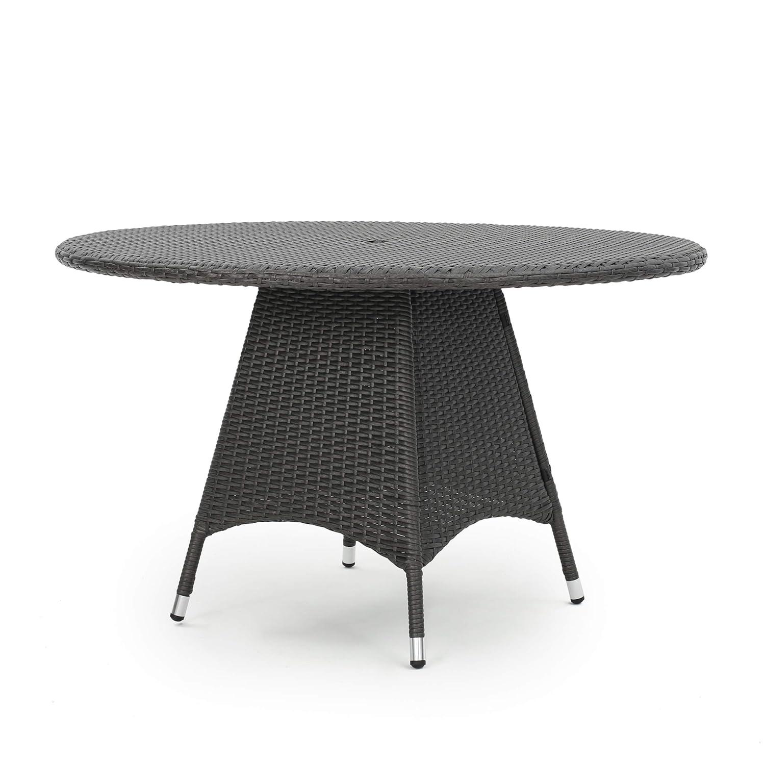 Colonial Outdoor Wicker Round Dining Table, Grey