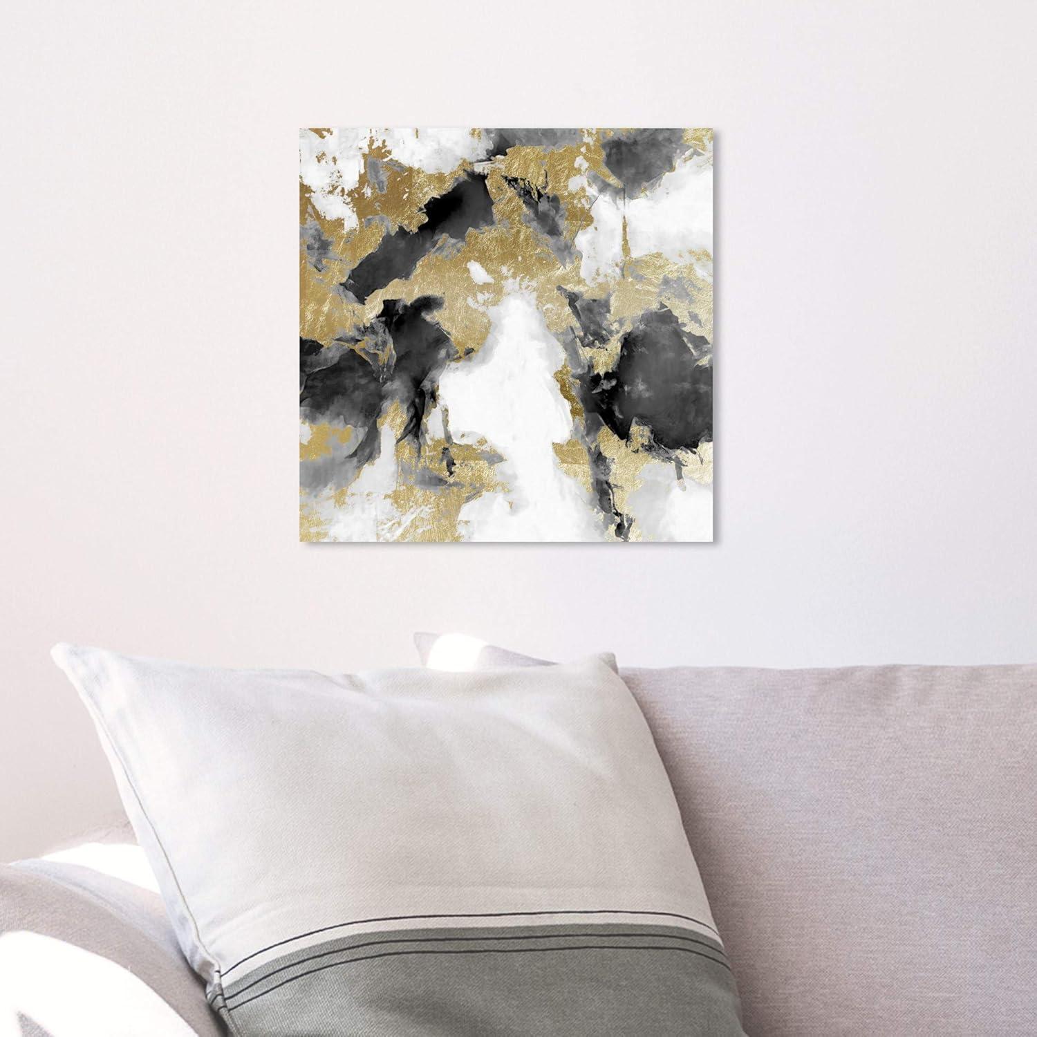 Explosive Shade White and Gold 12.00" x 12.00" Painting Canvas Art Print, by Wynwood Studio