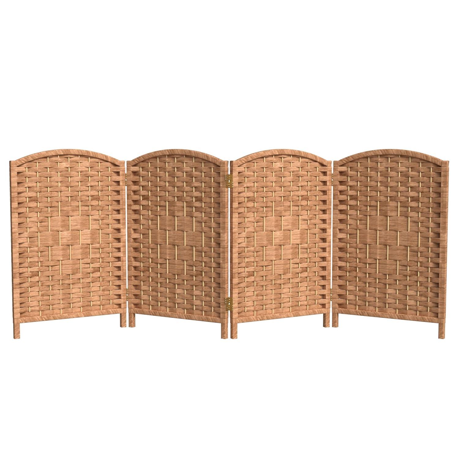 2 ft. Short Diamond Weave Fiber Folding Screen - Natural - 4 Panel