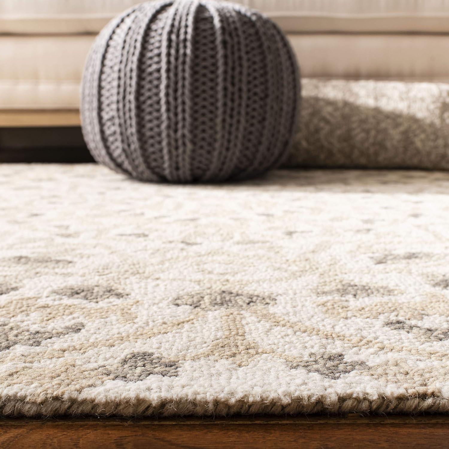 Blossom BLM459 Hand Tufted Indoor Area Rug - Ivory/Taupe - 8'x10' - Safavieh