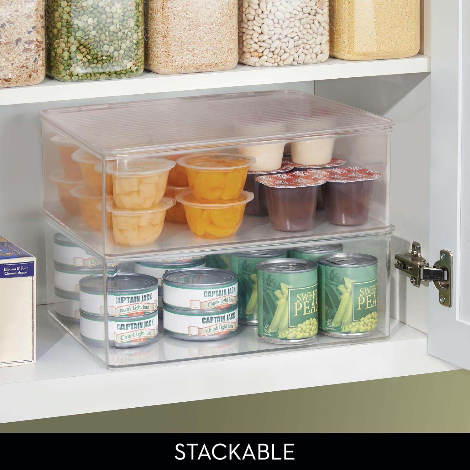 iDesign Plastic Stackable Cabinet Organizing Bin with Lid, Clear