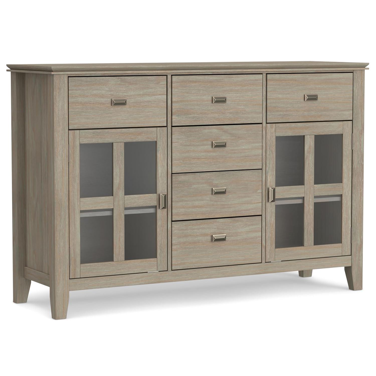 Simpli Home Artisan Solid Wood Sideboard Buffet In Distressed Grey