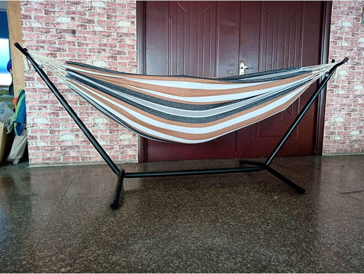 Desert Stripe Double Cotton Hammock with Steel Stand