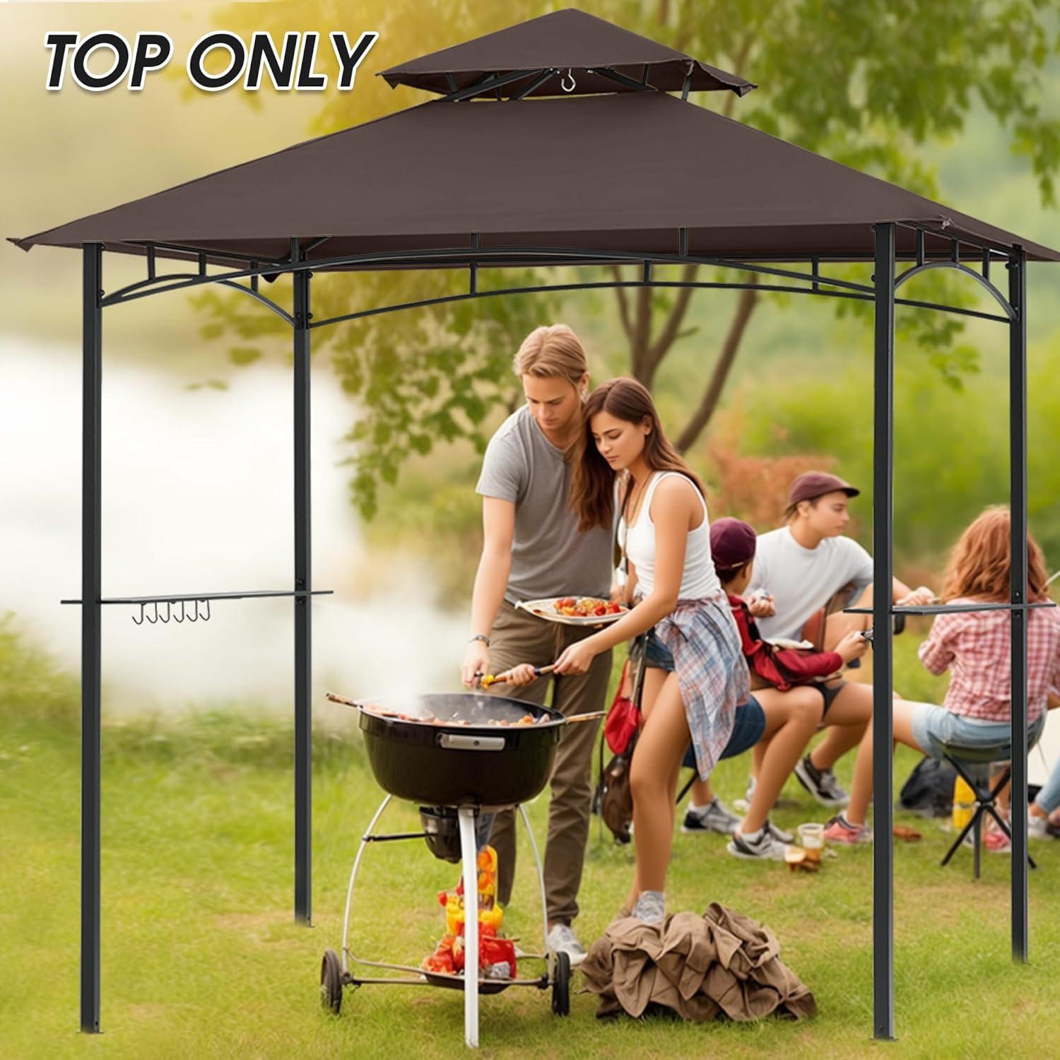 Brown Polyester Replacement Canopy for Grill Gazebo