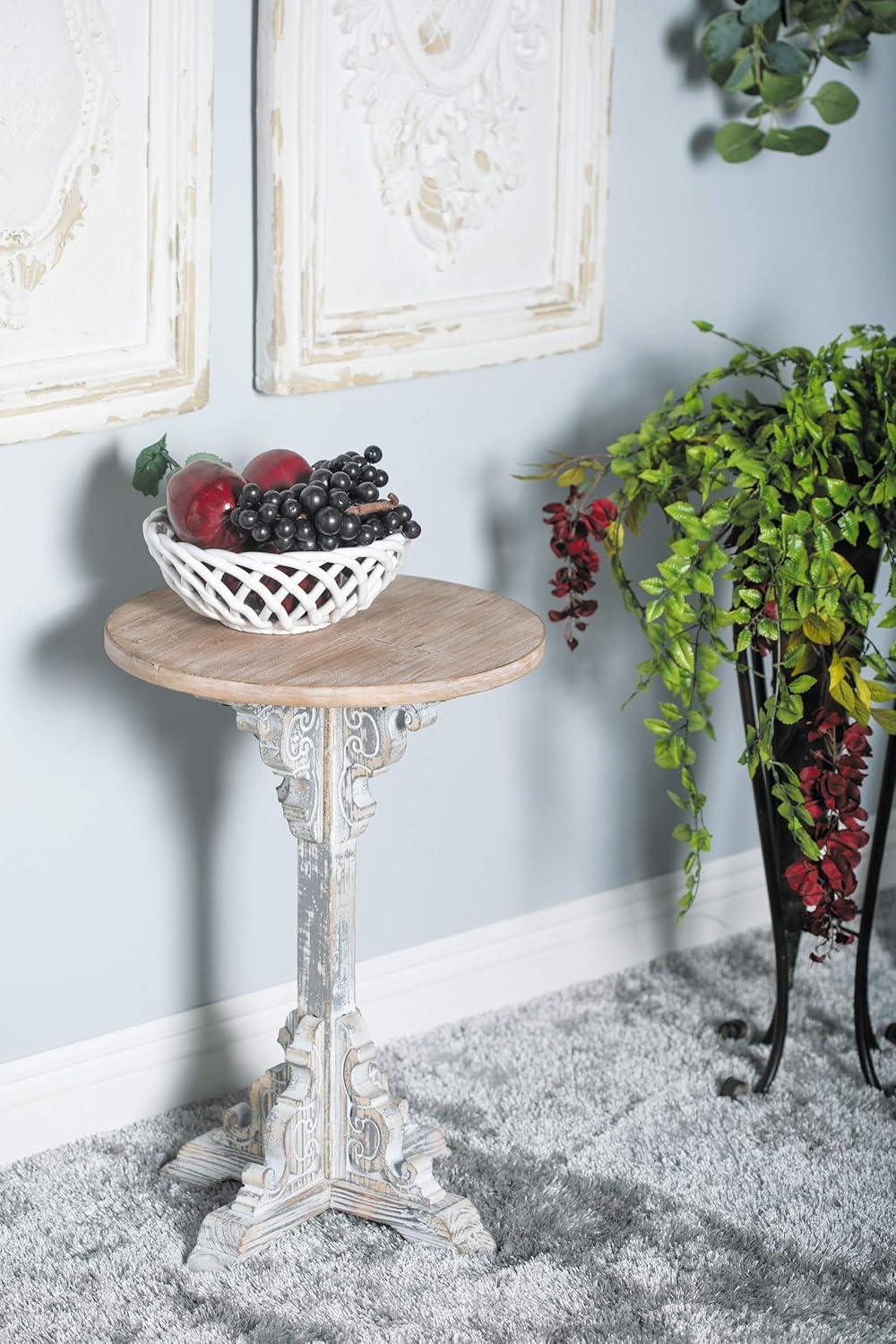 Traditional Round Wood Accent Table White - Olivia & May