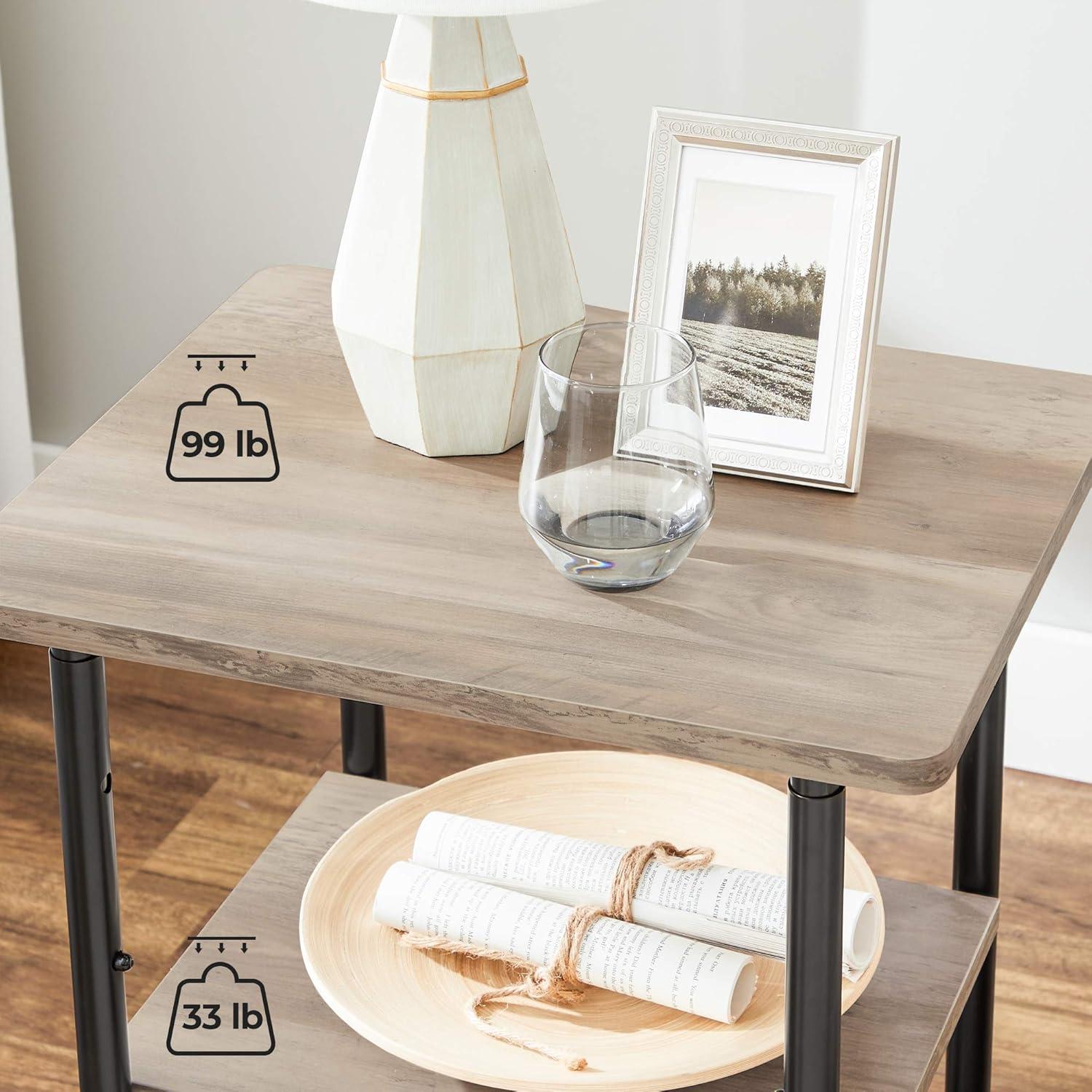 VASAGLE Printer Stand with Locking Wheels, 3-Tier Shelf, Industrial Under Desk Heavy-Duty Mobile Cart for Home Office, Heather Greige and Black UOPS003B02