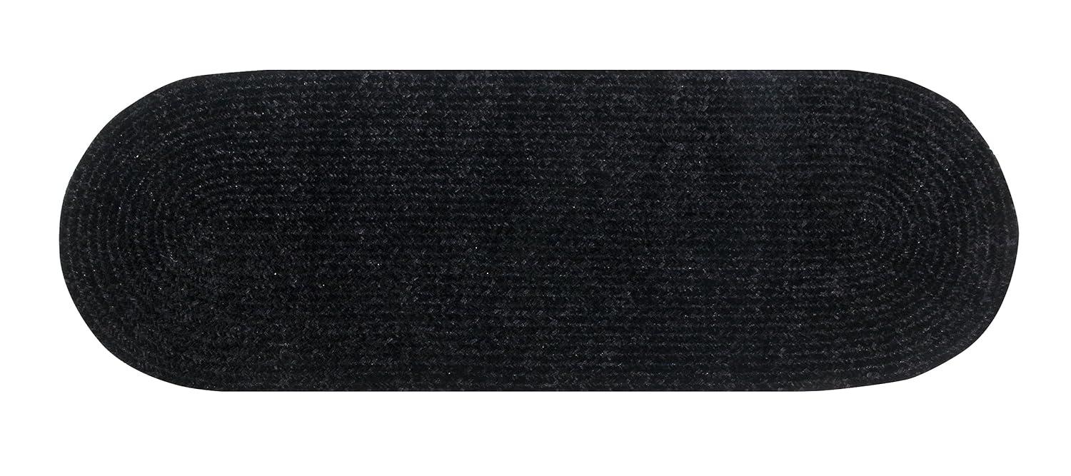 24" x 72" Chenille Solid Collection Black Reversible Indoor Area Utility Runner Rug - Better Trends