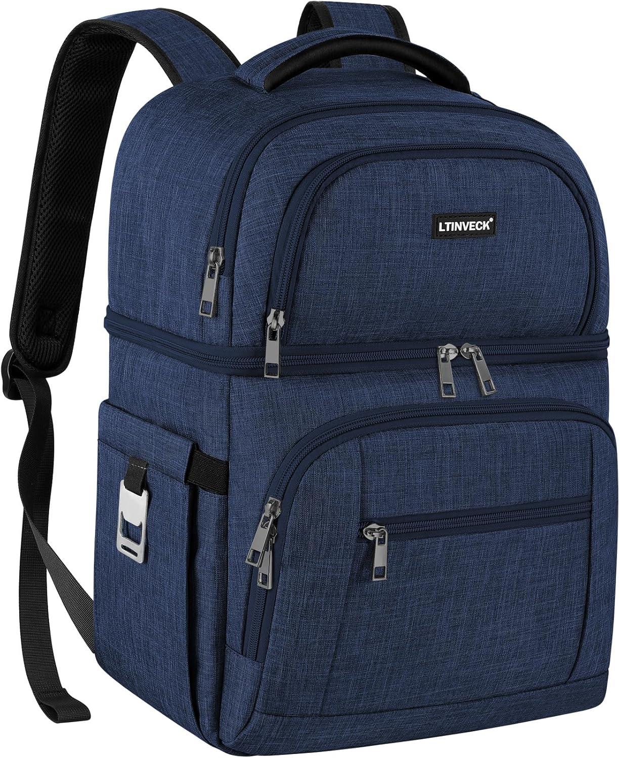 Cooler Backpack,Insulated Backpack Cooler Leakproof Double Deck Cooler Bag for Men Women RFID Lunch Backpack