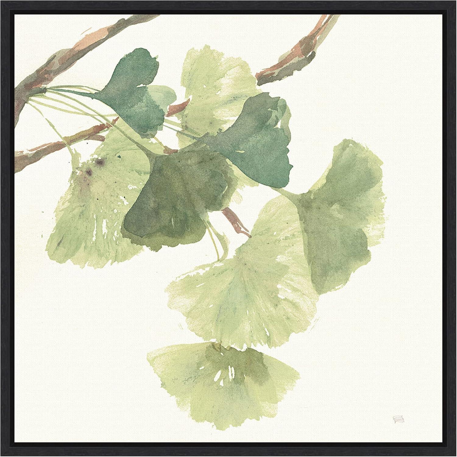 Amanti Art Gingko Leaves I Light by Chris Paschke Framed Canvas Wall Art