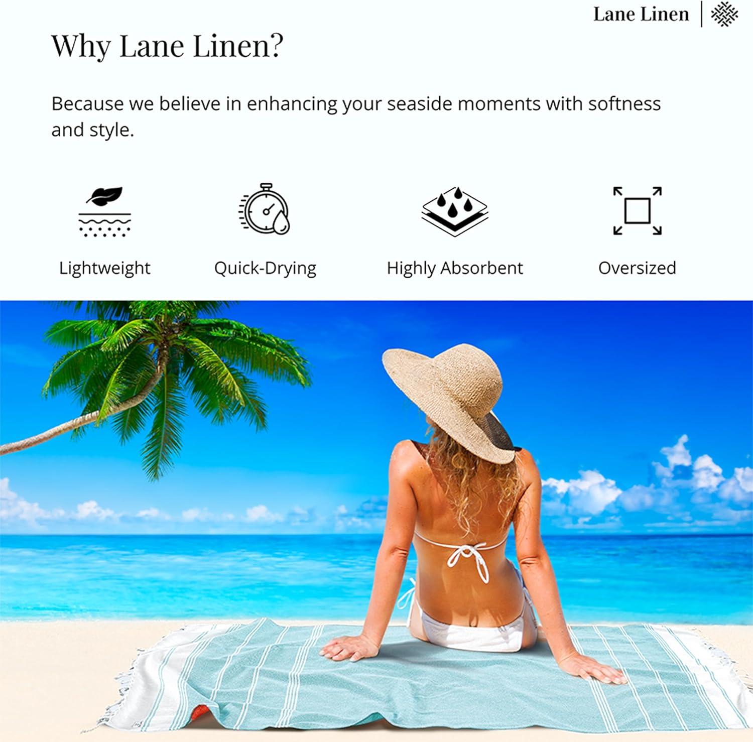 LANE LINEN Beach Towels 6 Pack, Bulk Beach Towels Oversized, Pool Towels for Adults, Pre-Washed, Sand Free Beach Towel, Fast Drying Beach Towel, 39"x71" - Classic Color