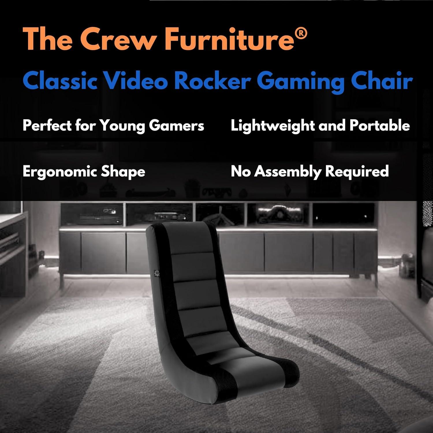 Video Rocker Gaming Chair Black - The Crew Furniture: Ergonomic Rocking Design, No Assembly Required