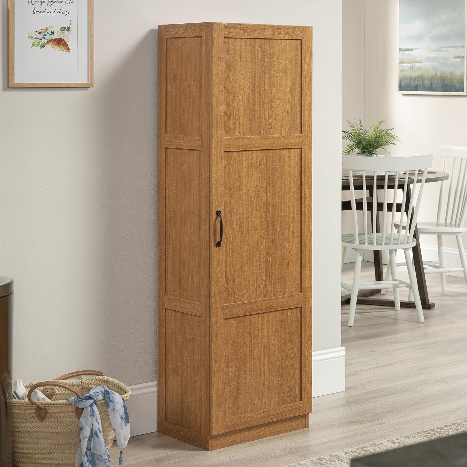 Pantry Storage Cabinet Highland Oak - Sauder: Traditional Style, 3 Adjustable Shelves, Particle Board Construction