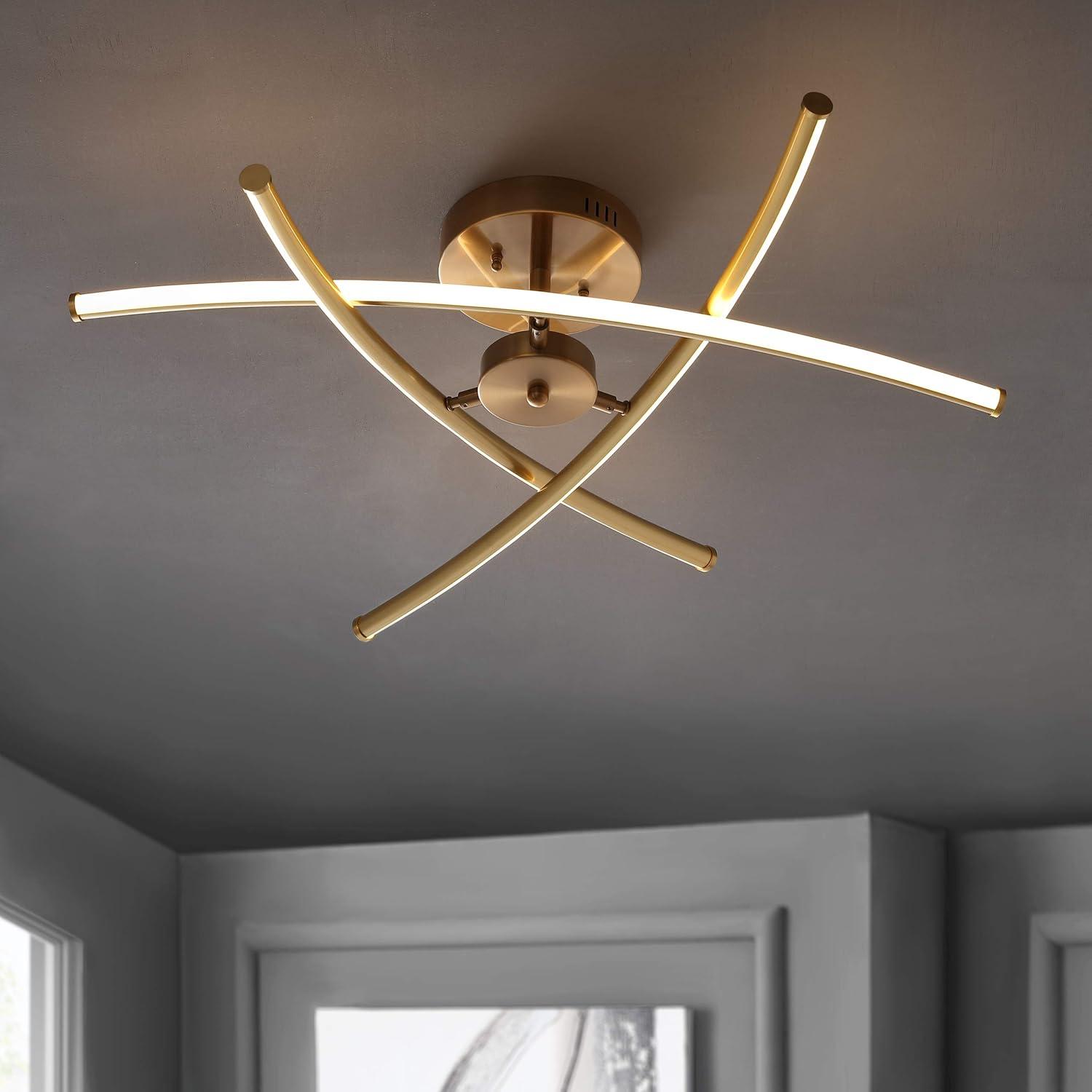 Crucis 31.5" Gold LED Modern Geometric Pendant Light