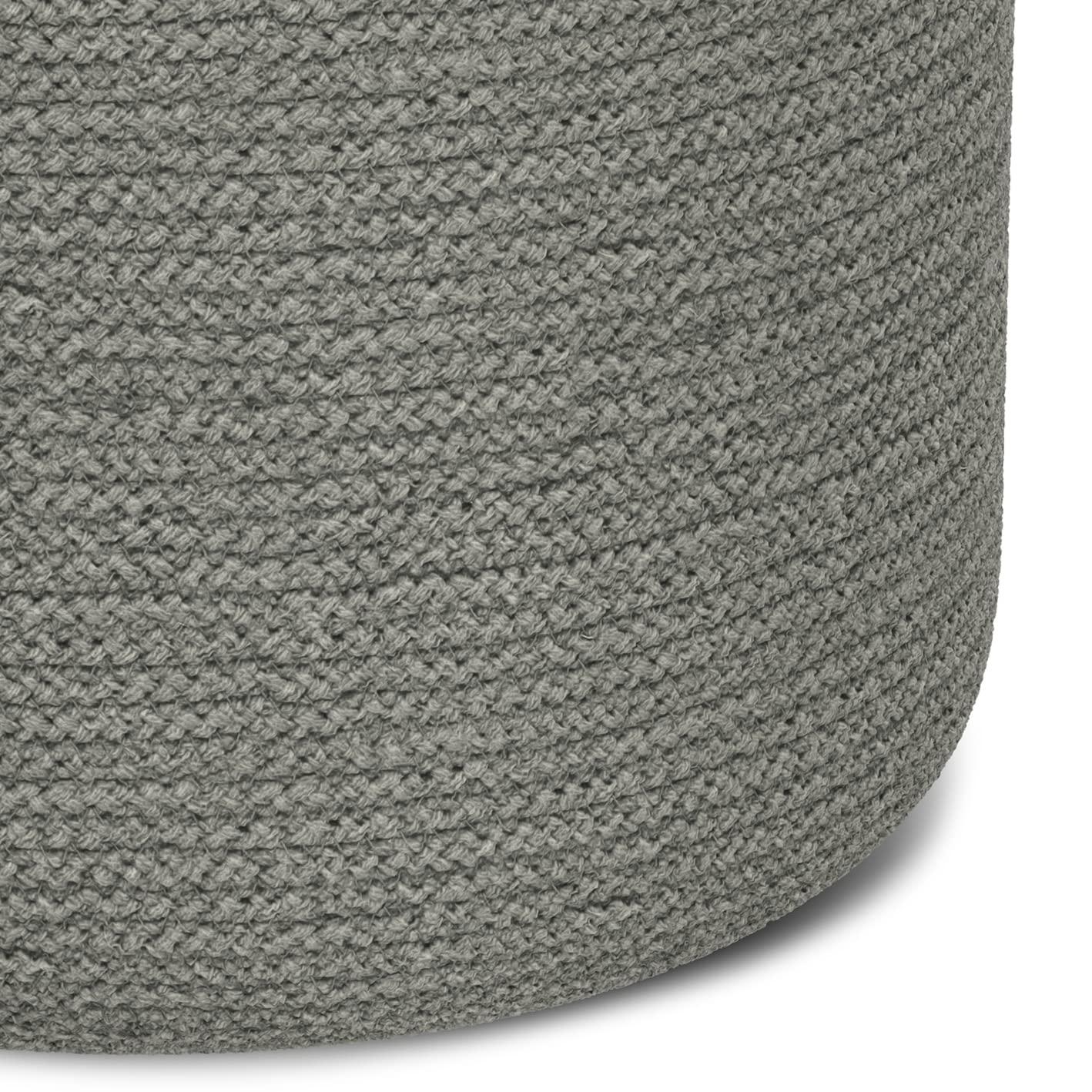 Serena 14 in. H Contemporary Round Braided Pouf In Dove Grey Hand Braided Cotton Jute