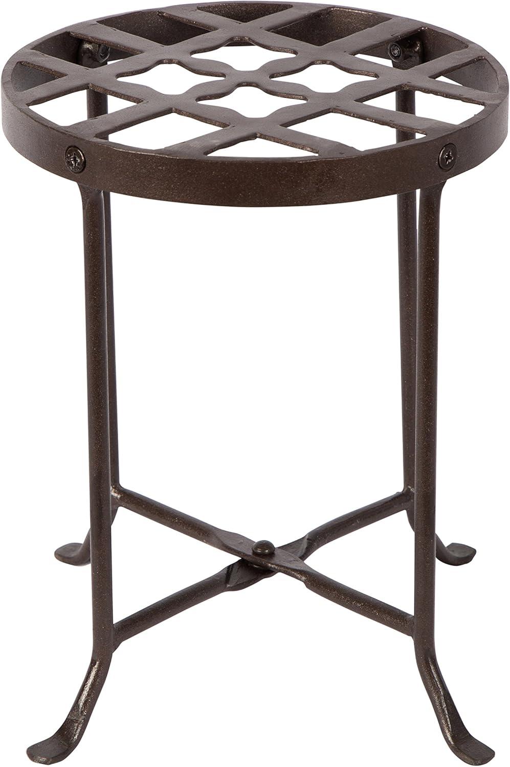 Small Round Iron Table Flowers Plant Stand - ACHLA Designs: Contemporary Freestanding Outdoor Holder, No Assembly Required