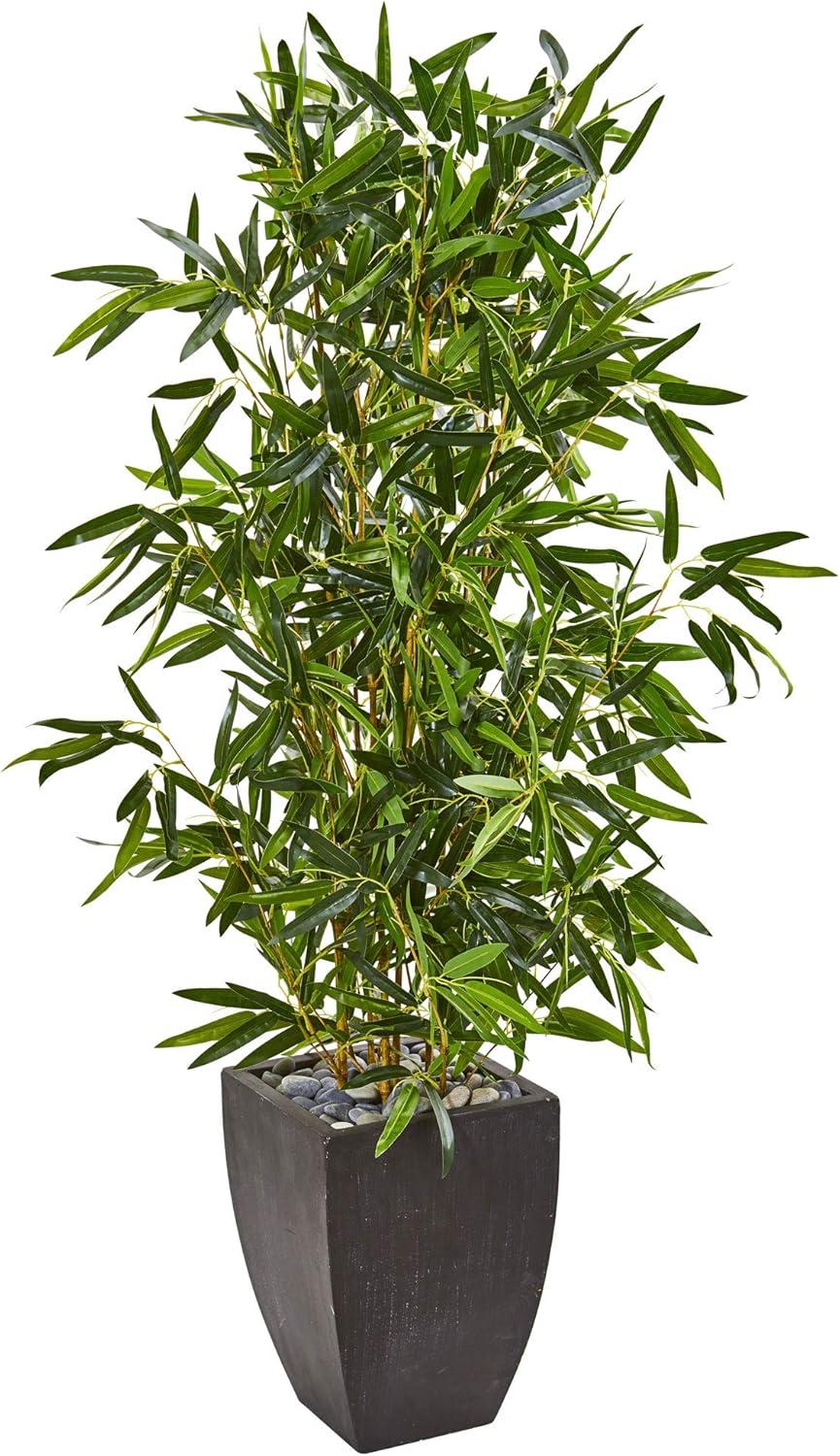 Nearly Natural 5’ Bamboo Artificial Tree in Black Planter (Real Touch) (Indoor/Outdoor)