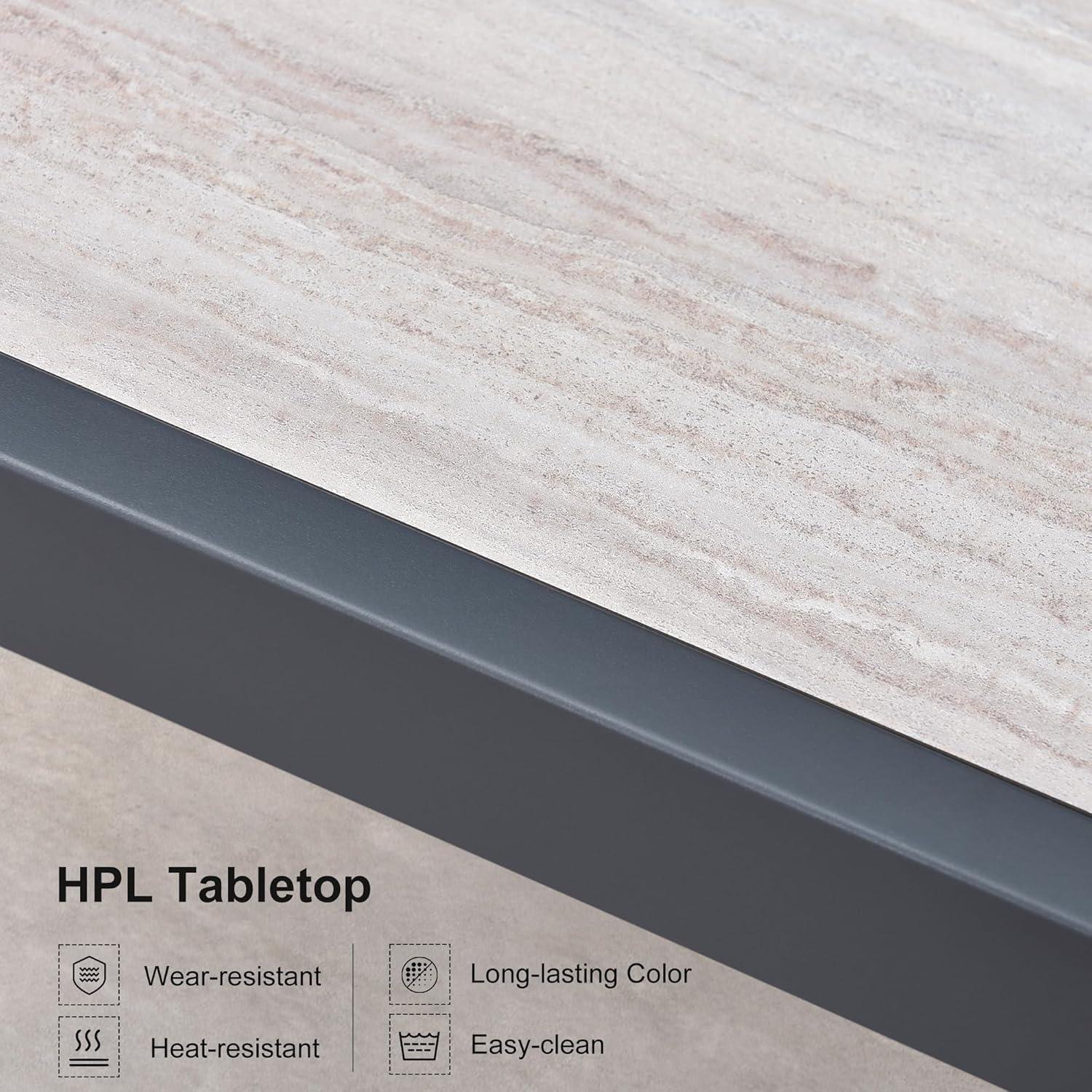 PURPLE LEAF 7 Pieces Patio Dining Set Aluminum Rectangular Table and Wicker Chairs with Cushions for Kitchen Porch Garden Modern Outdoor Furniture Sets, Beige and Dark Grey