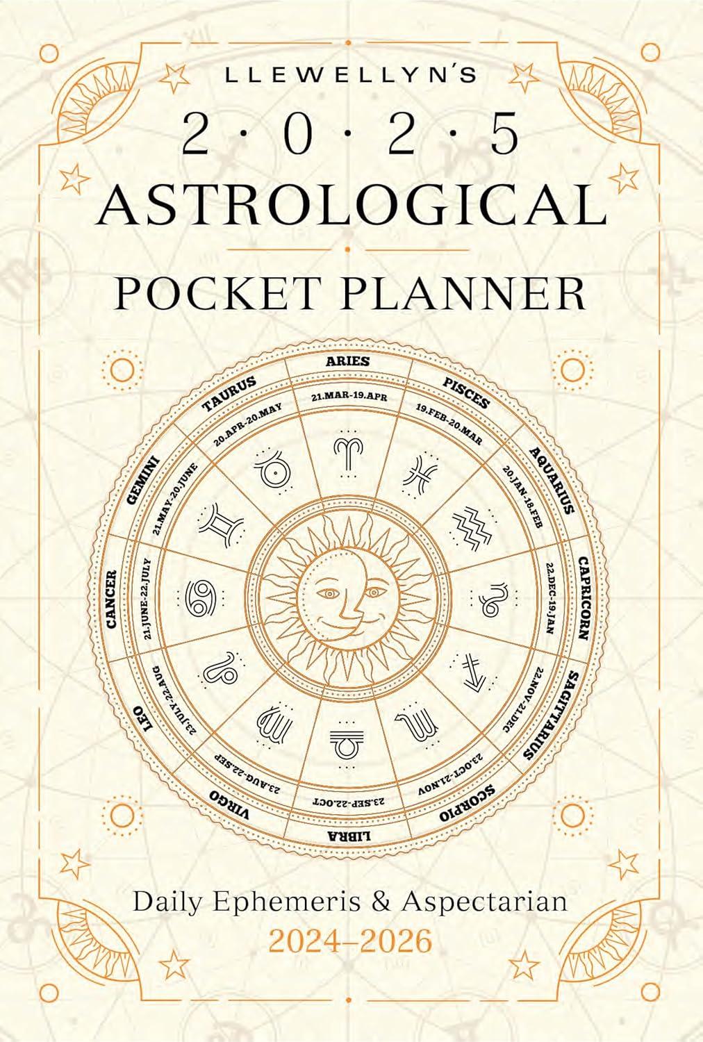 Compact Beige Astrological Pocket Planner with Ephemeris