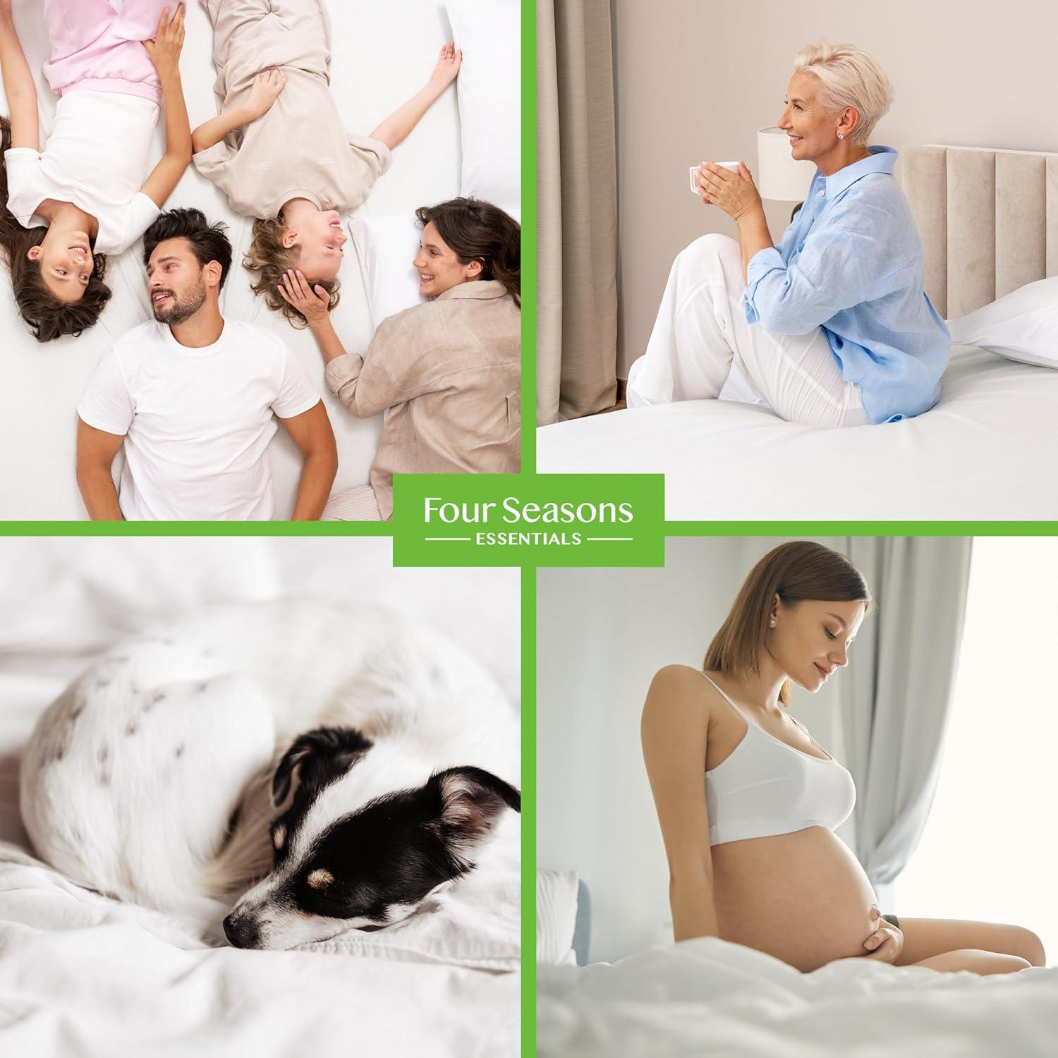 Queen Bamboo Mattress Protector - Waterproof Fitted Sheet Mattress Cover Hypoallergenic Soft Pad Protects From Dust