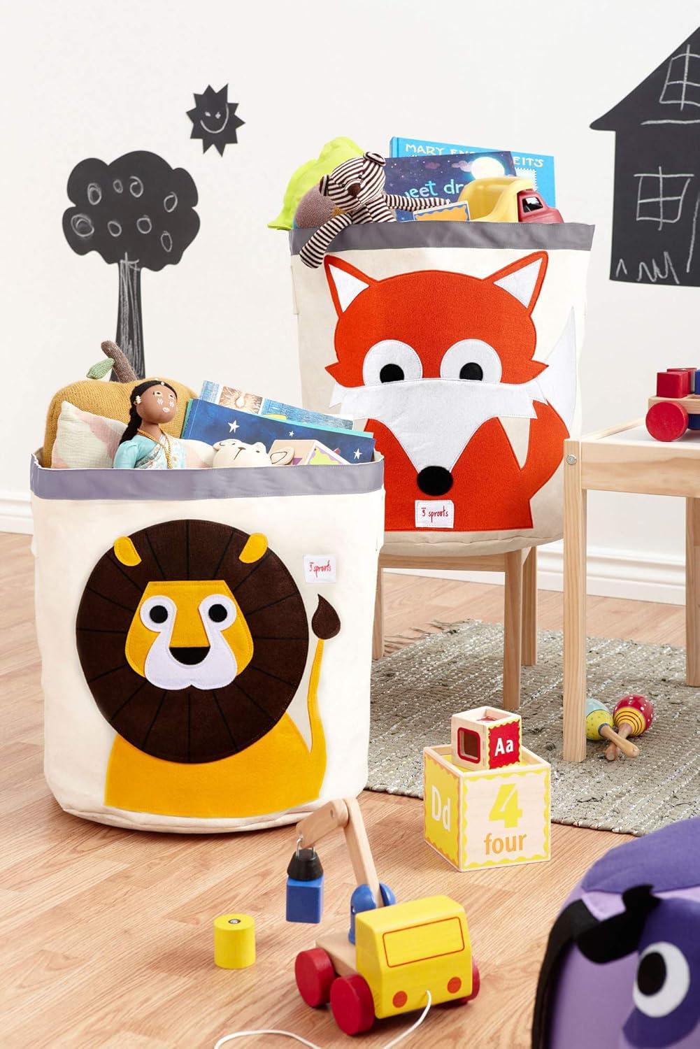 Lion Raccoon Laundry and Toy Fabric Bin