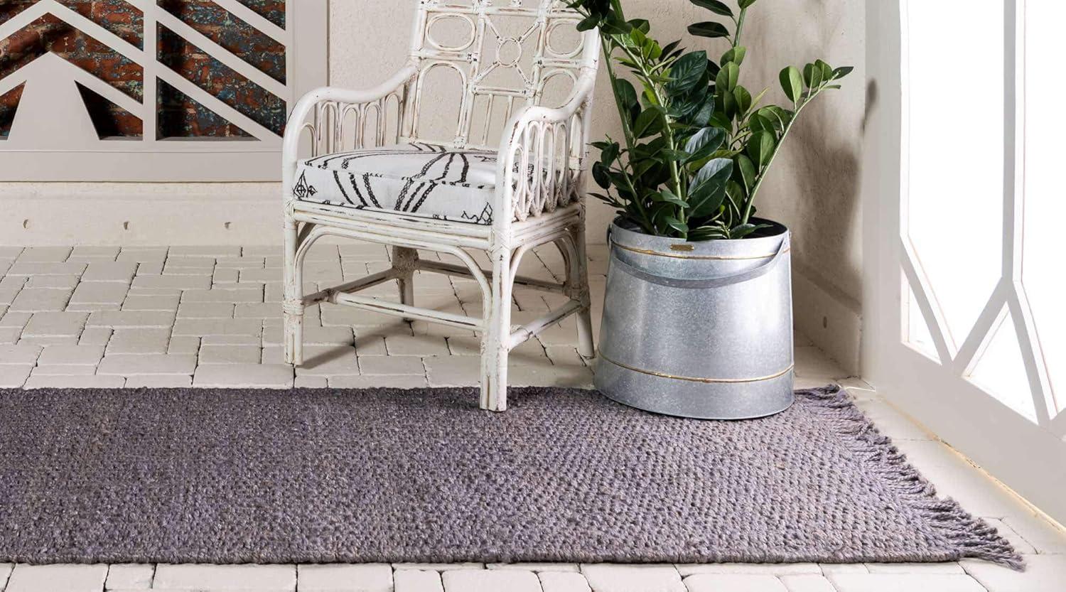 Eco-Friendly Gray Jute 2'7" x 6'1" Runner Rug, Handwoven and Reversible