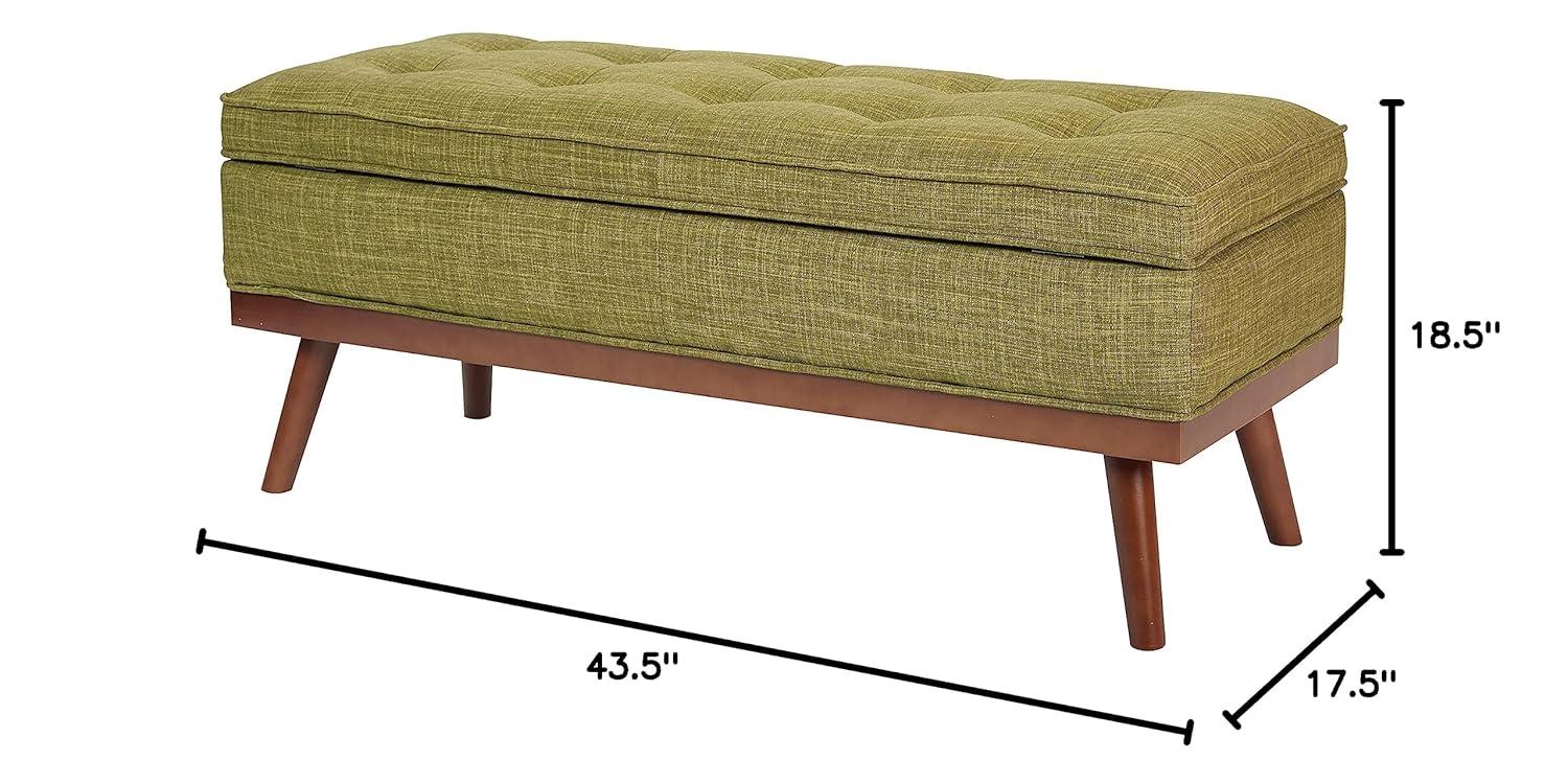 Katheryn Storage Bench Green - OSP Home Furnishings: Mid-Century Modern Ottoman, Plywood Frame, Polyester Upholstery