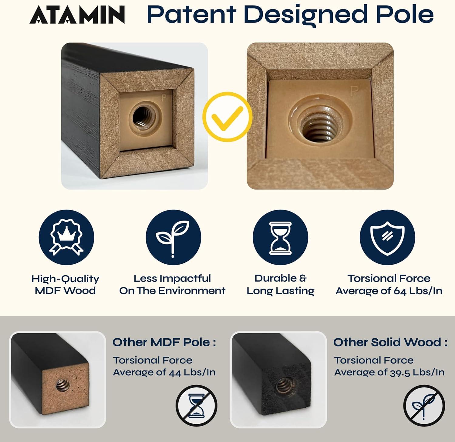 ATAMIN Aria Drawer Edition Floor Lamp with Shelves and Drawer, Modern Floor Lamp for Bedroom and Living Room, 63", Brown