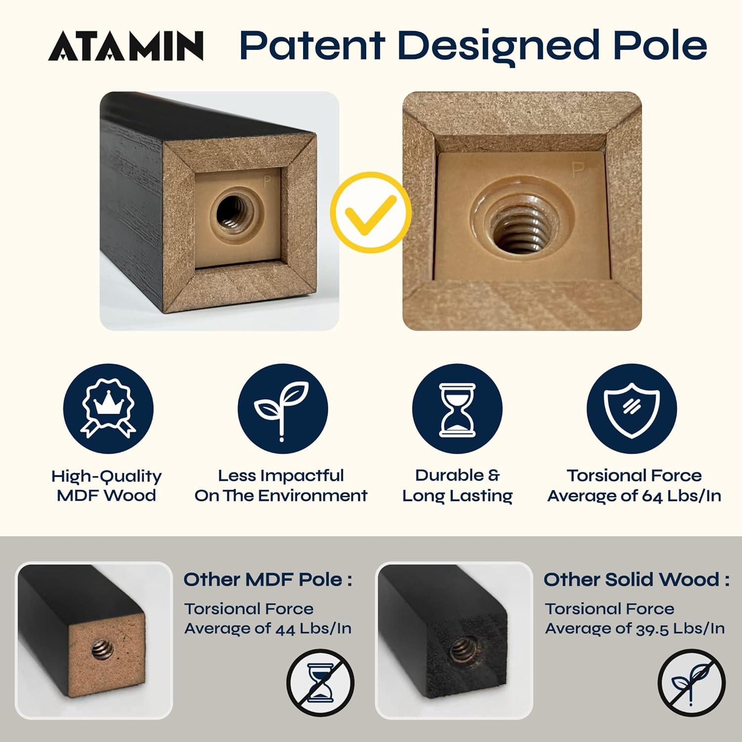 ATAMIN Aria Drawer Edition Floor Lamp with Shelves and Drawer, Modern Floor Lamp for Bedroom and Living Room, 63", Brown