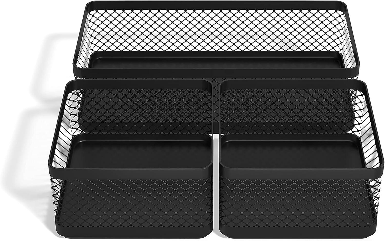 TRU RED 3 Compartment Stackable Wire Mesh Desk Organizer TR57547-CC