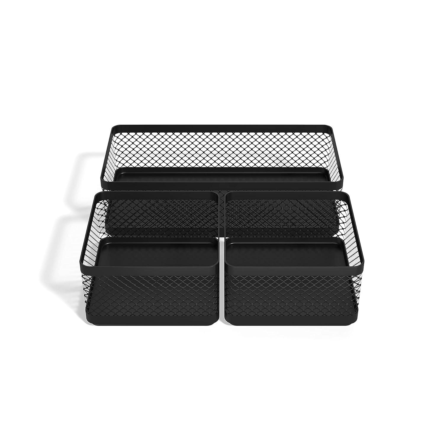 TRU RED 3 Compartment Stackable Wire Mesh Desk Organizer TR57547-CC