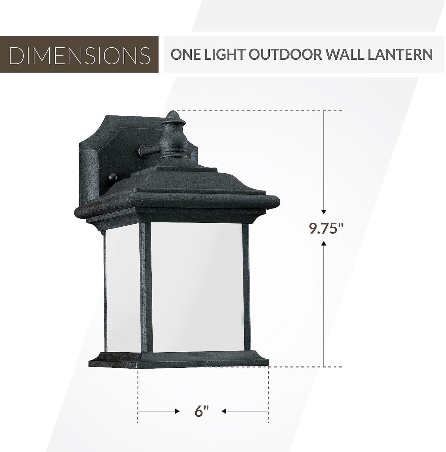 Black Frosted Glass Outdoor Wall Lantern with Cast Aluminum Body