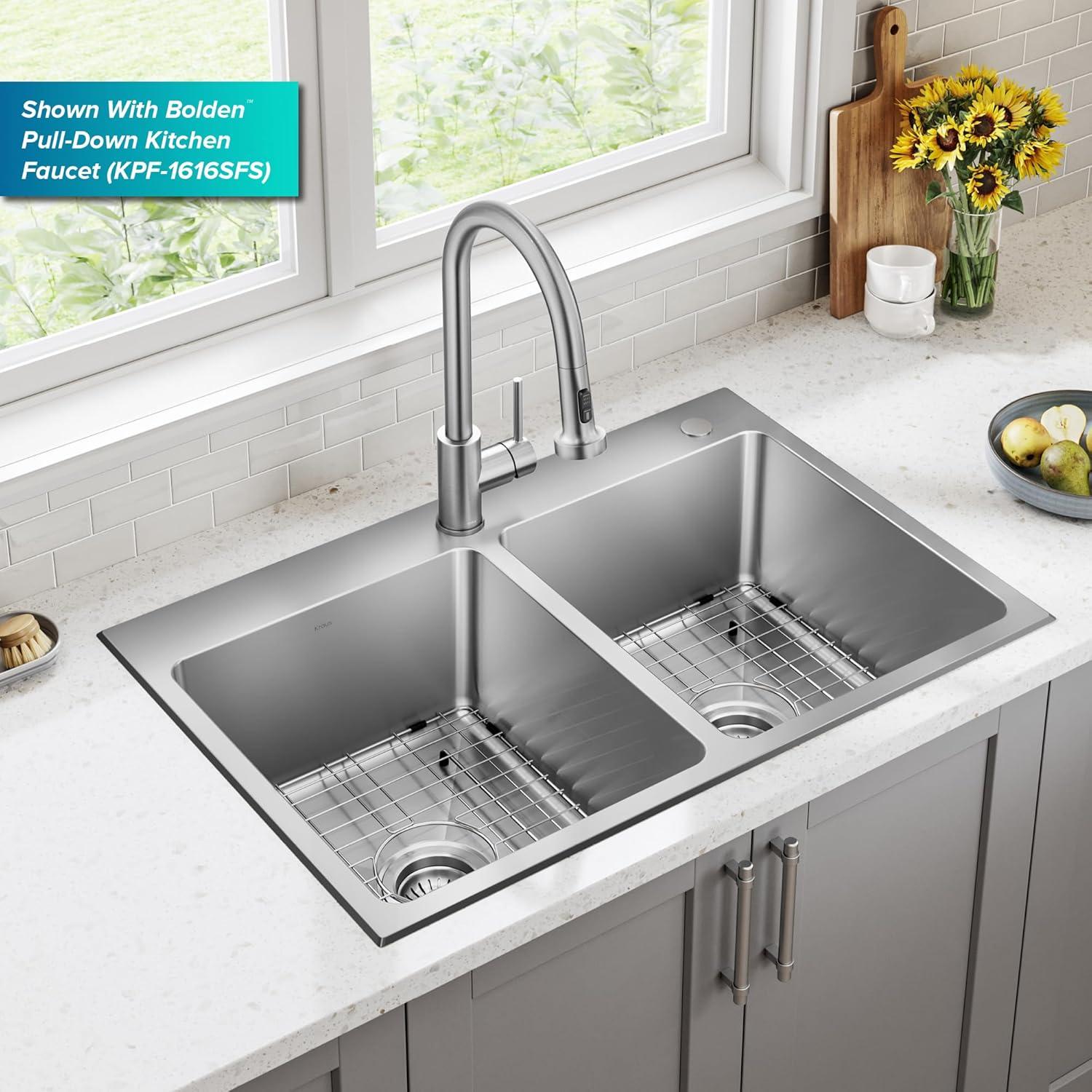 Fairlane 33-Inch Stainless Steel Double Bowl Kitchen Sink