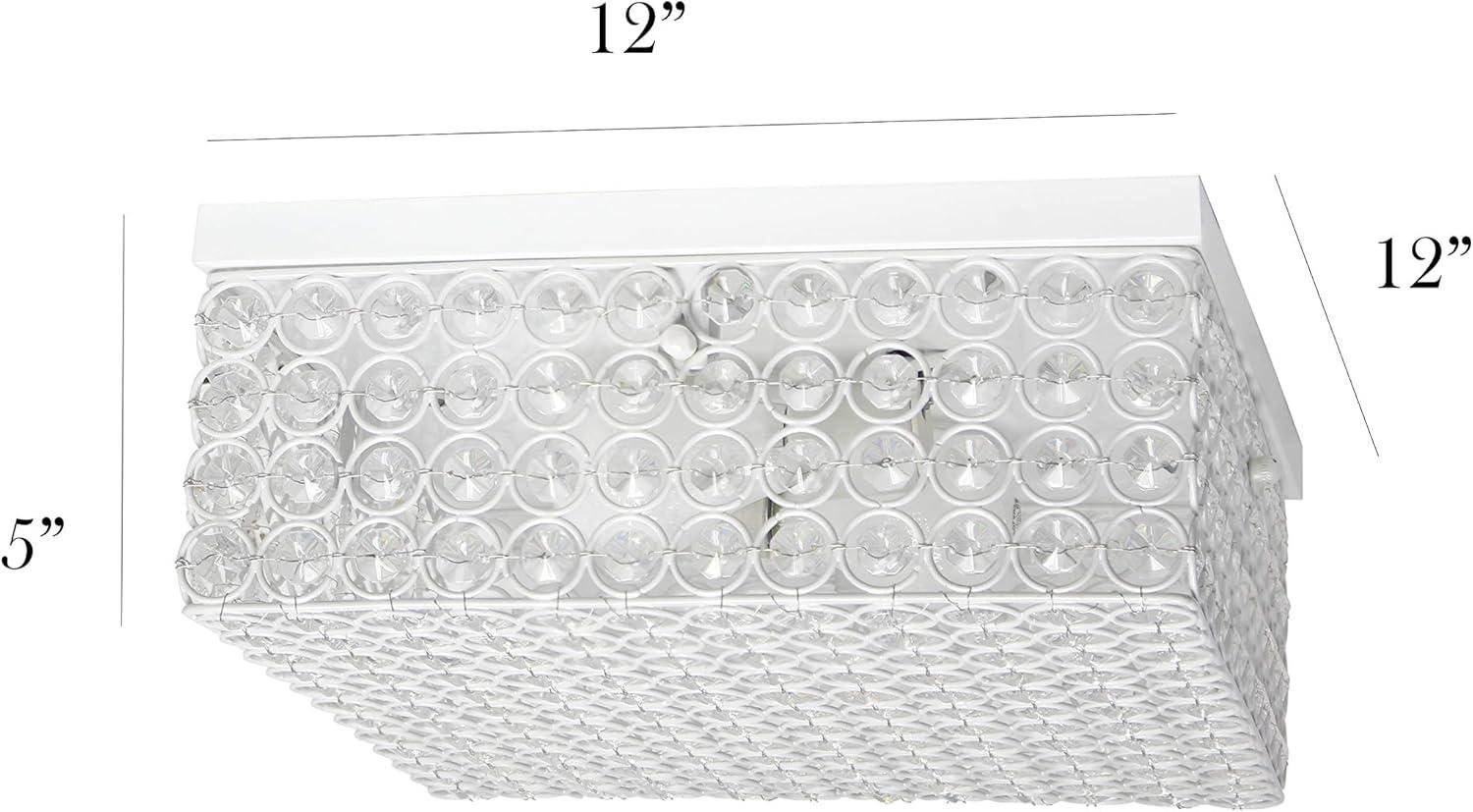 White Crystal Rectangle Close-To-Ceiling Light Fixture