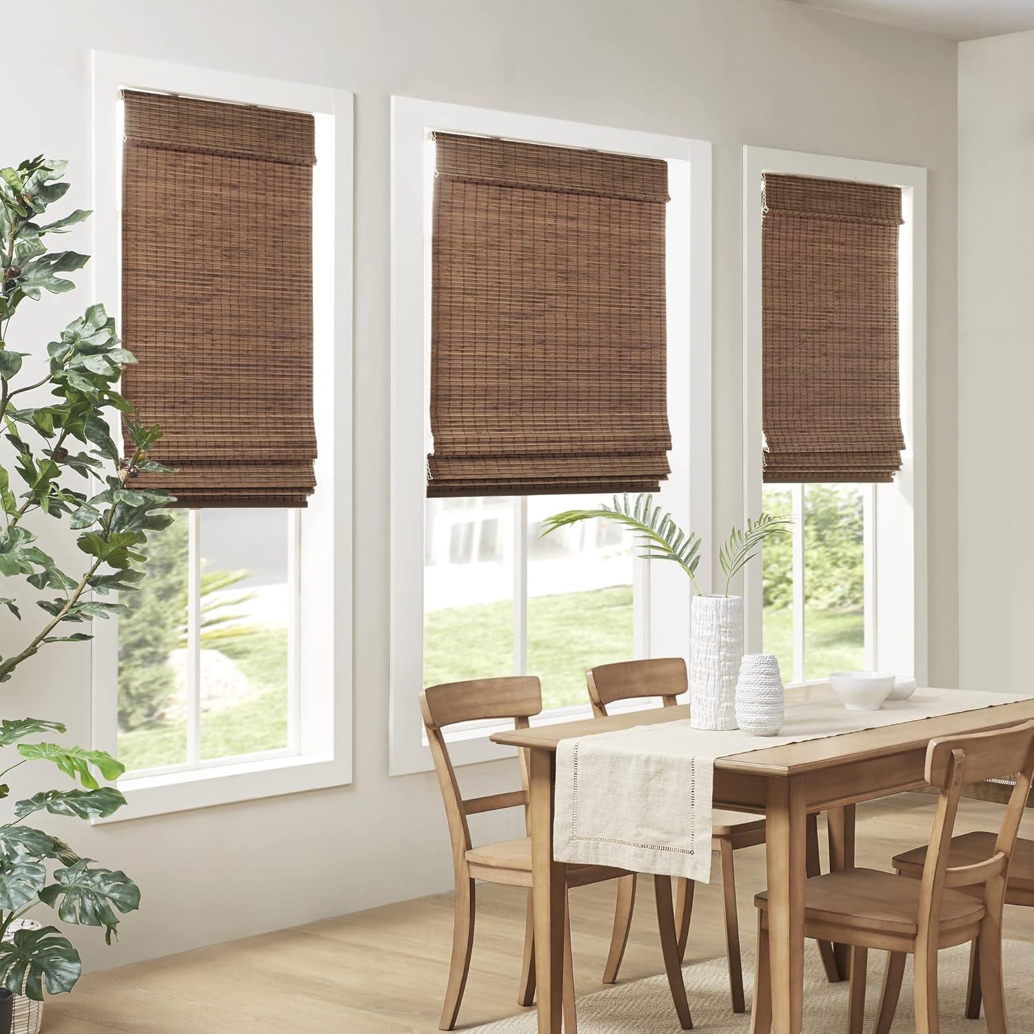 Semi - Sheer Bamboo Light Filtering Roman Shade 64"L