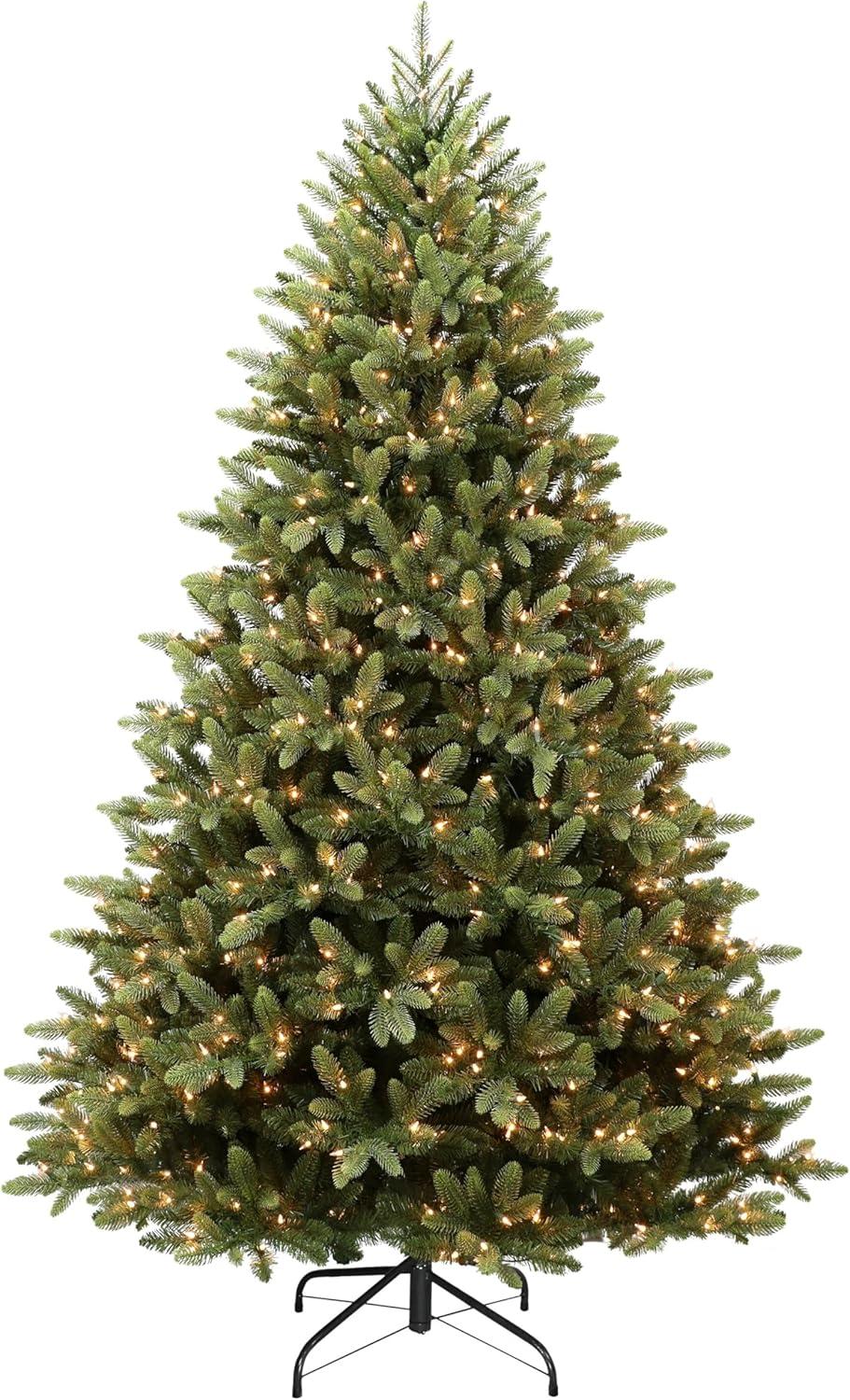 Winter White Spruce 7.5' Pre-Lit Potted Christmas Tree with Clear Lights