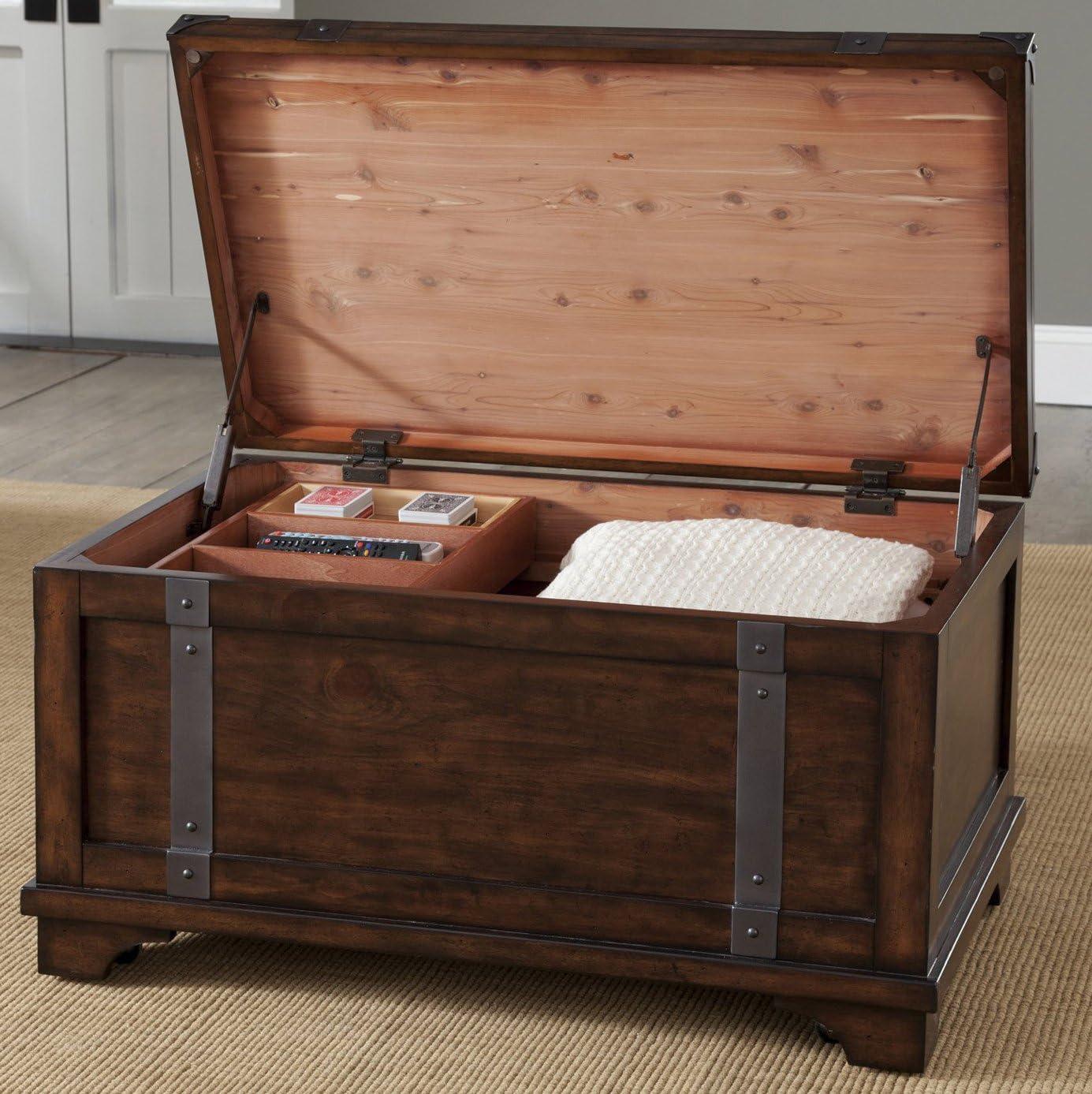 Aspen Skies Rustic Brown Pine Storage Trunk with Metal Accents