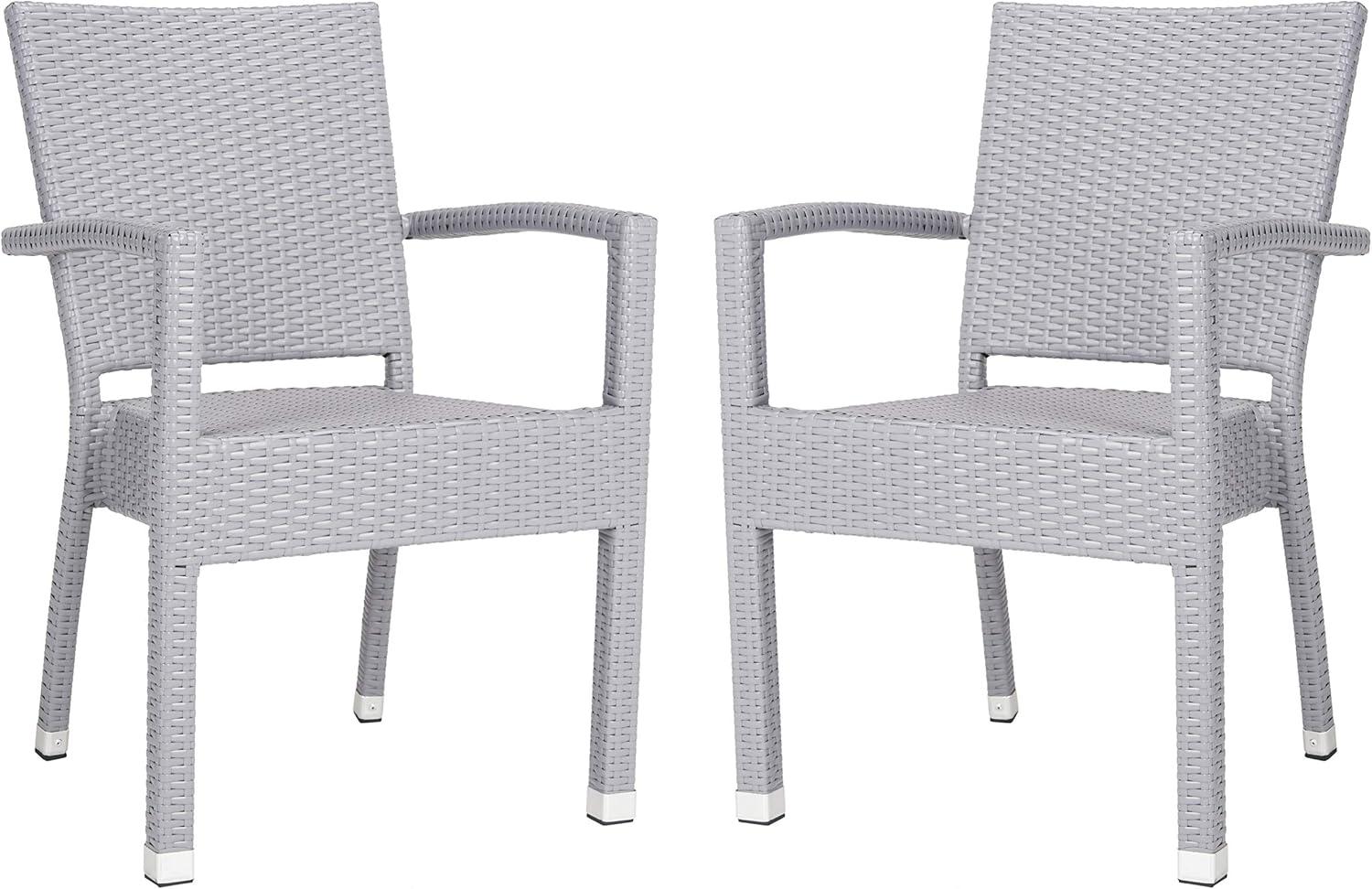 Kelda Stackable Arm Chair Indoor/Outdoor (Set Of 2) - PAT4004 - Grey - Safavieh