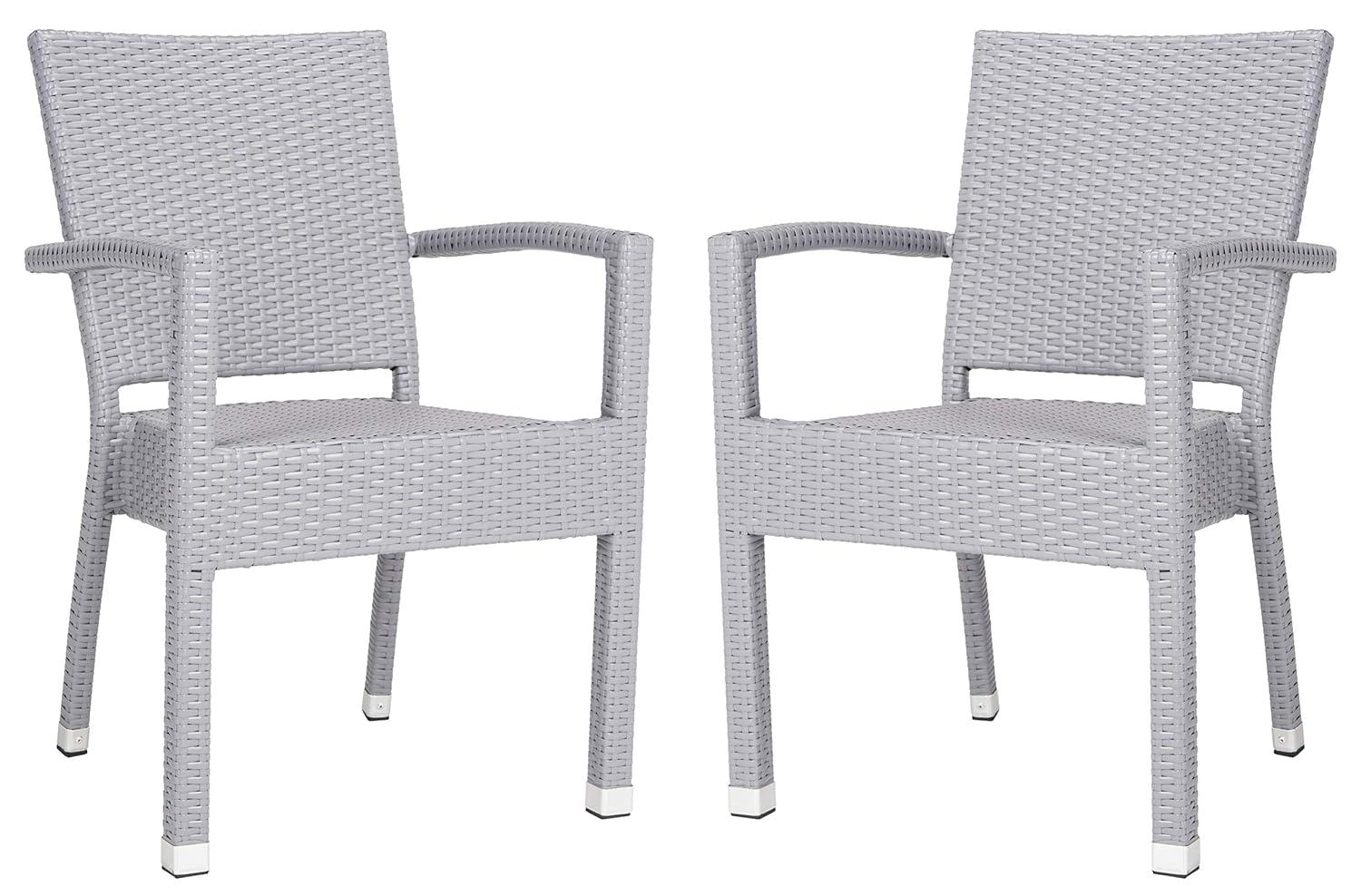Kelda Stackable Arm Chair Indoor/Outdoor (Set Of 2) - PAT4004 - Grey - Safavieh