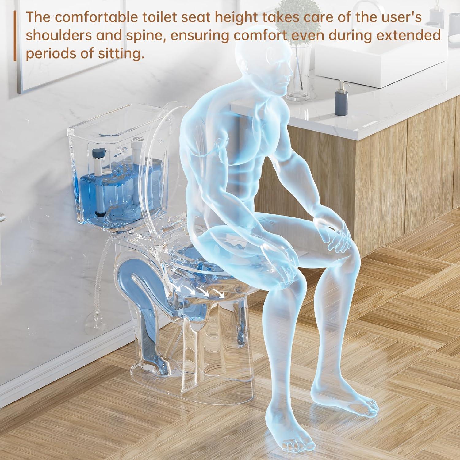 Traditional 21-inch Height Extra Tall Toilet for Bathrooms, Elongated Toilet Seat