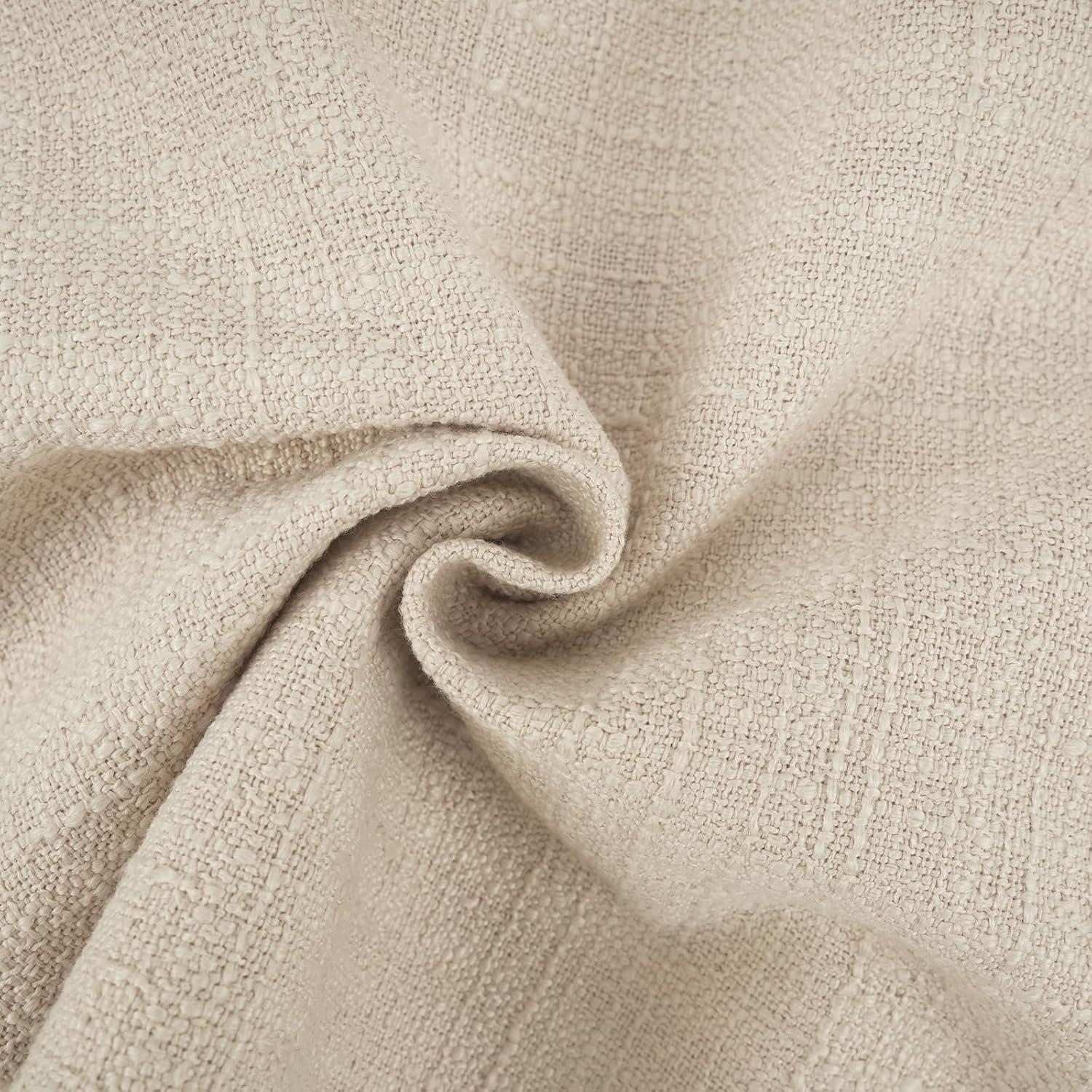 MADIZZ Set of 2 Linen Throw Pillow Covers with Broad Edge Soft Boho Decorative Pillow Cases for Sofa Bedroom Modern Pillow Shell 18x18 Inch Beige