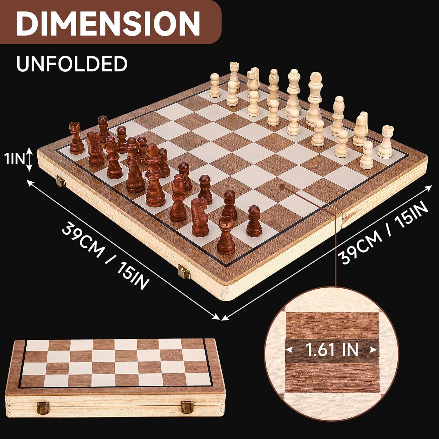 VEVOR 15'' L Solid Wood Chess Game Set