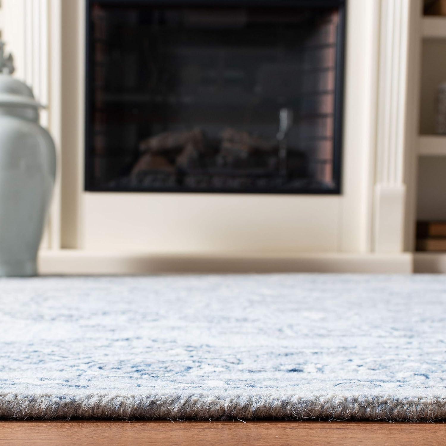 Hand-Tufted Elegance Light Blue & Ivory Wool Area Rug, 8' x 10'